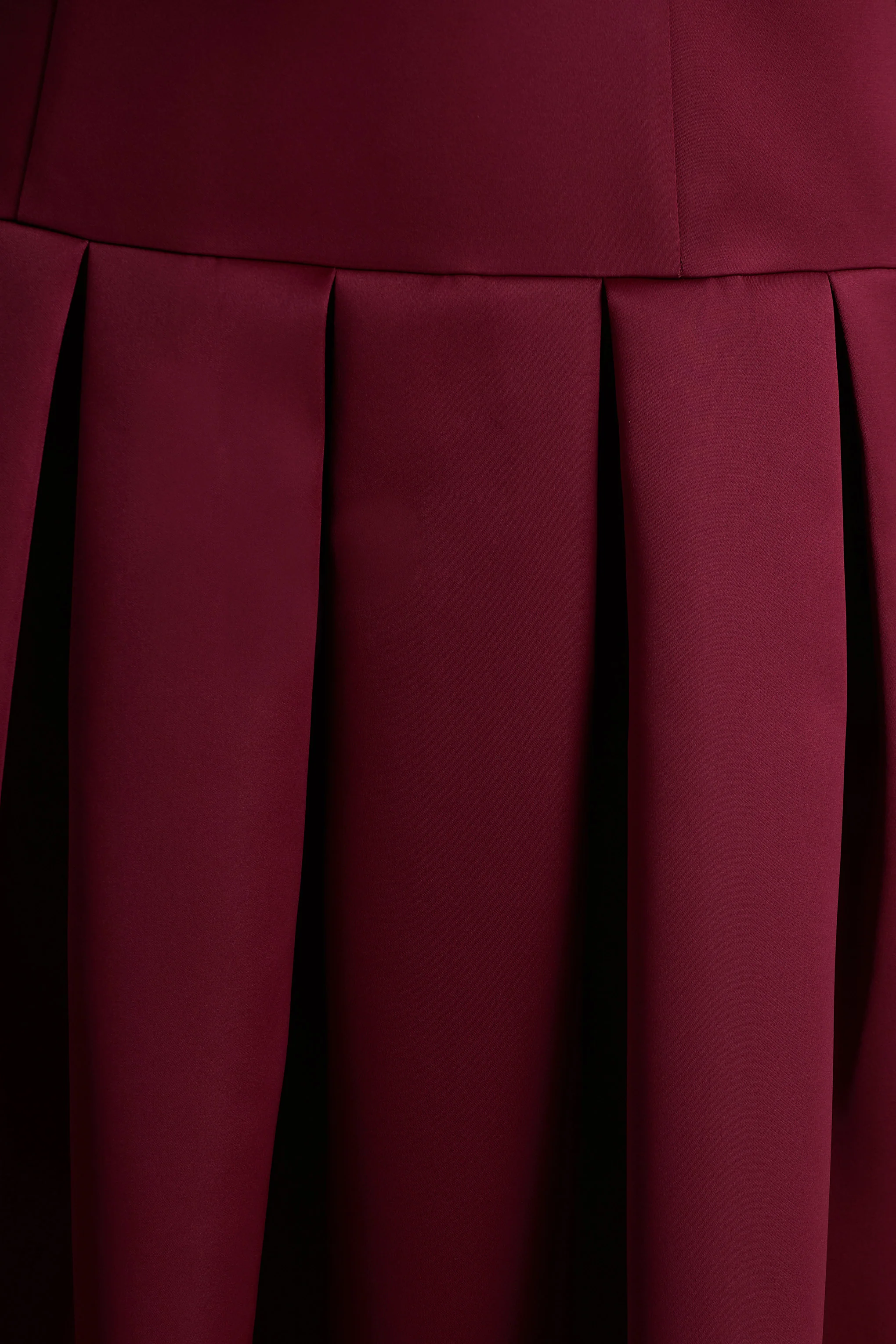 Alberta | Burgundy Satin Midi Dress With Bow Straps