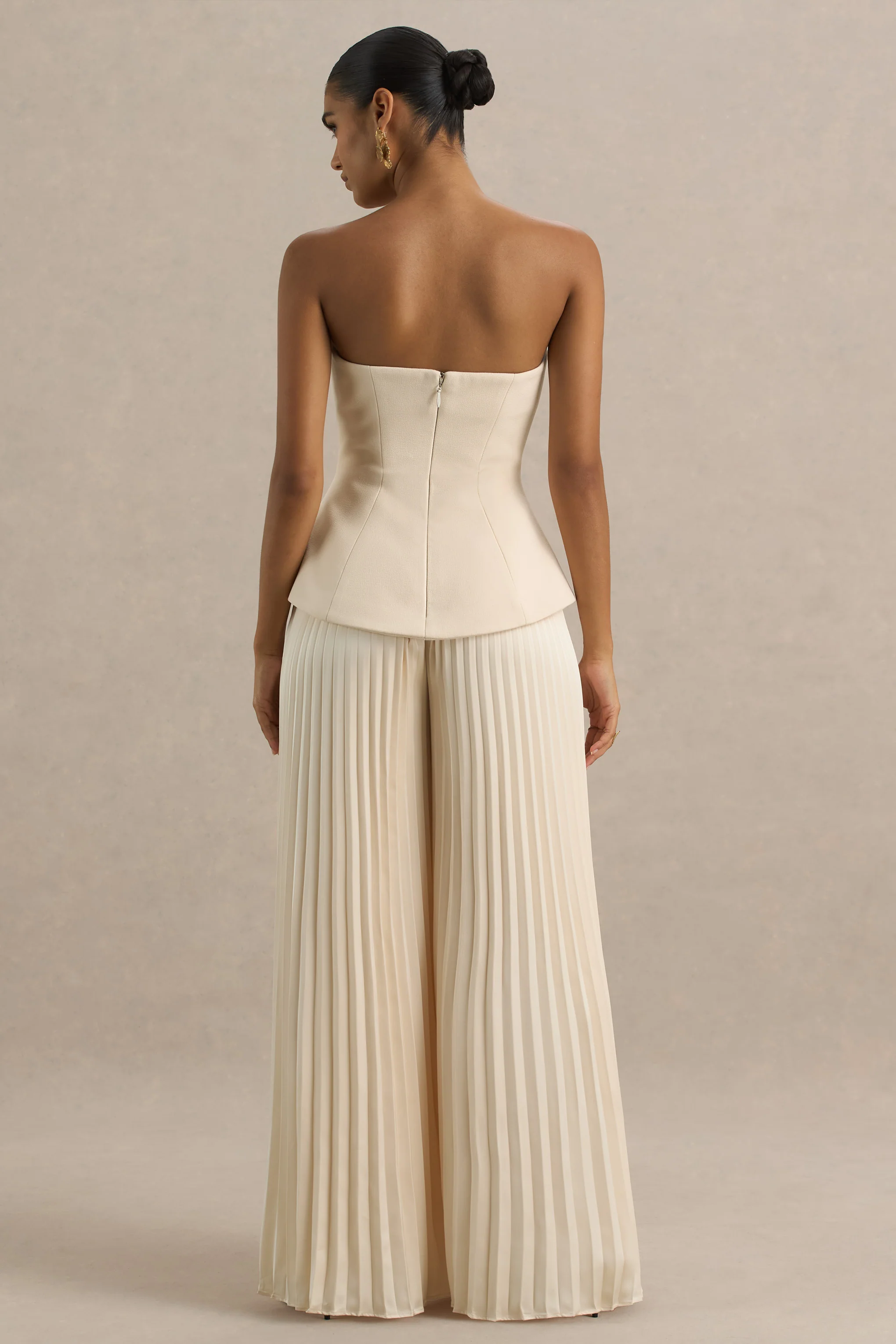 Feeling Good | Nude Bandeau Jumpsuit With Pleated Trouser