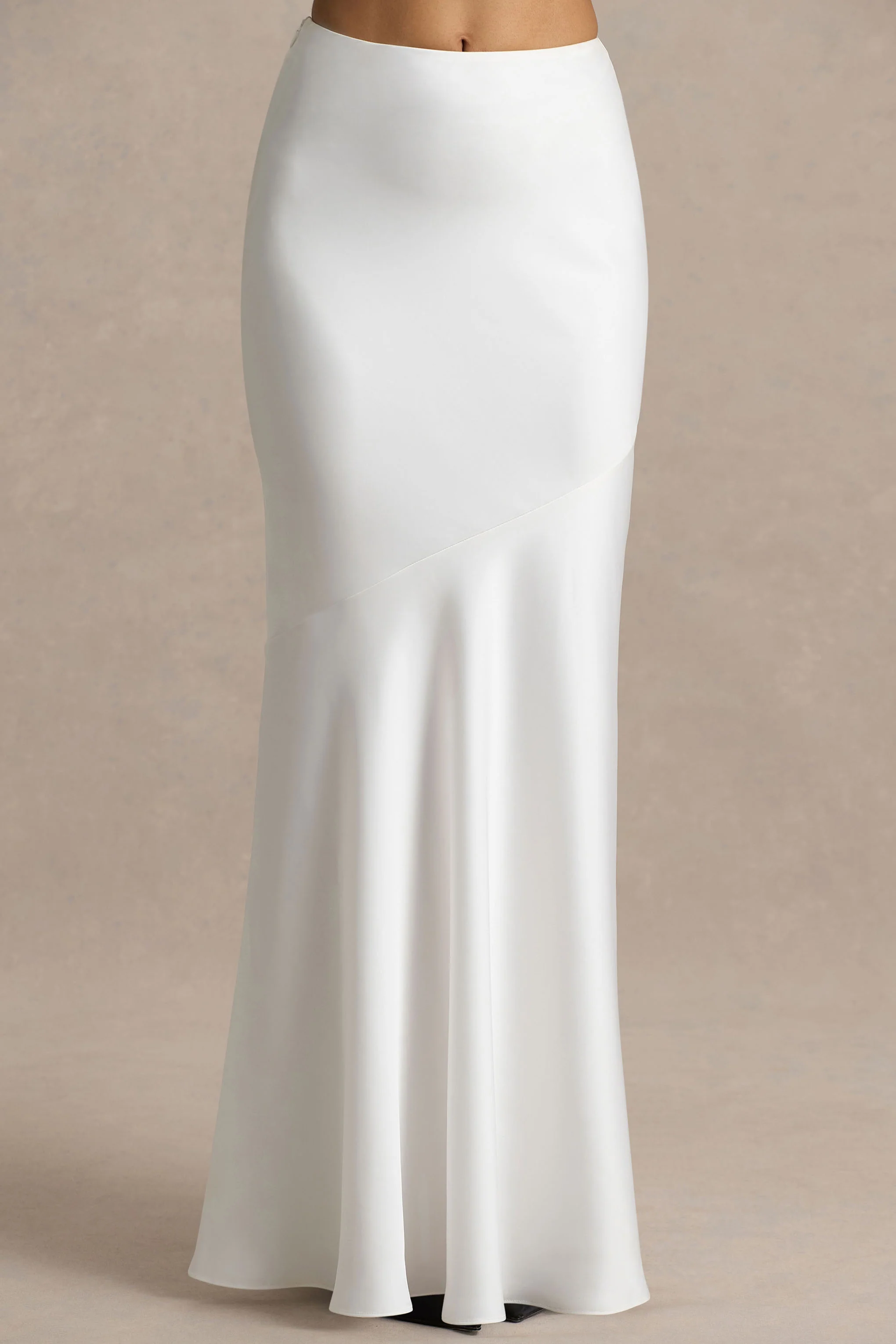 Lilah  | Cream Satin Maxi Skirt