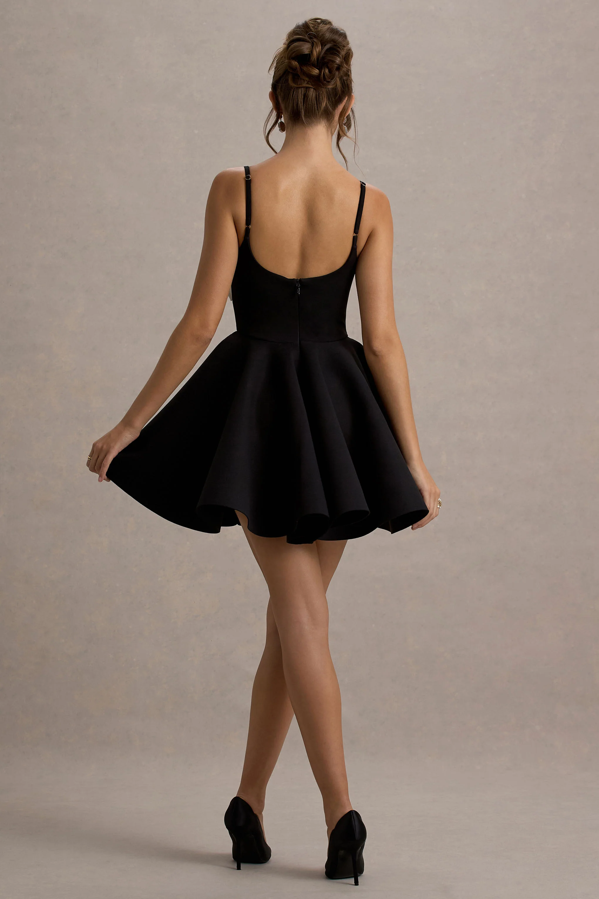 Yasmina | Black & White Bow Skater Mini Dress