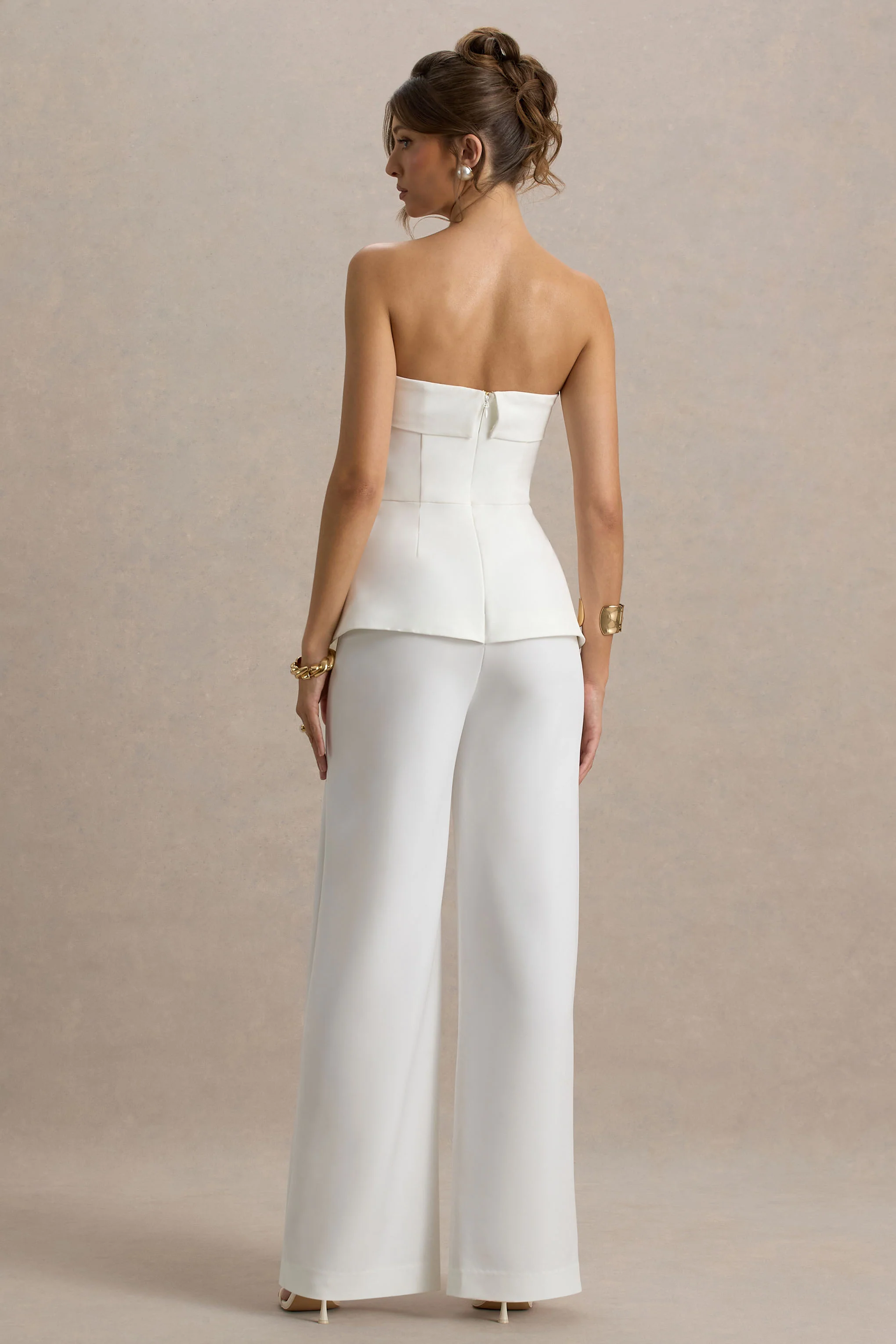 Noemi | White Bandeau Tailored Jumpsuit