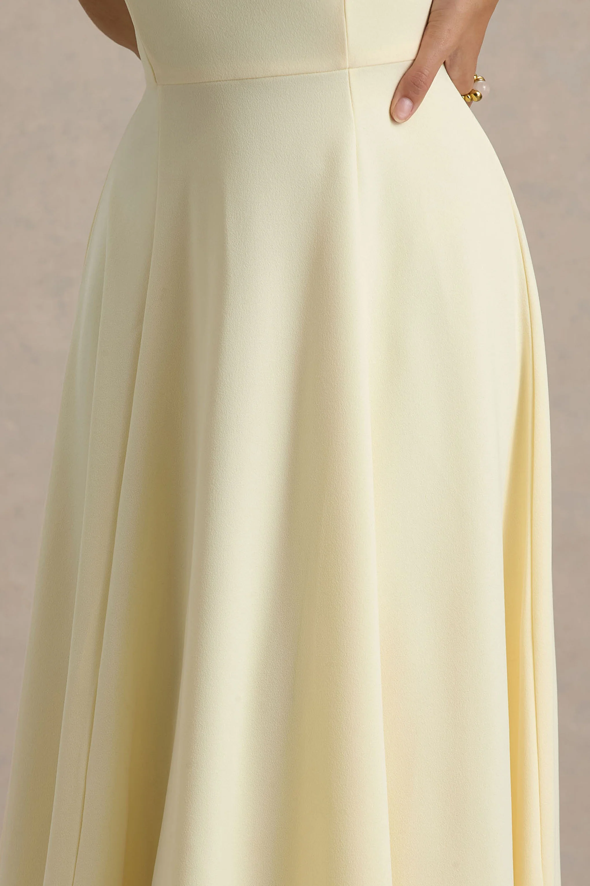 Auburn | Pale Lemon Halter-Neck Midi Dress