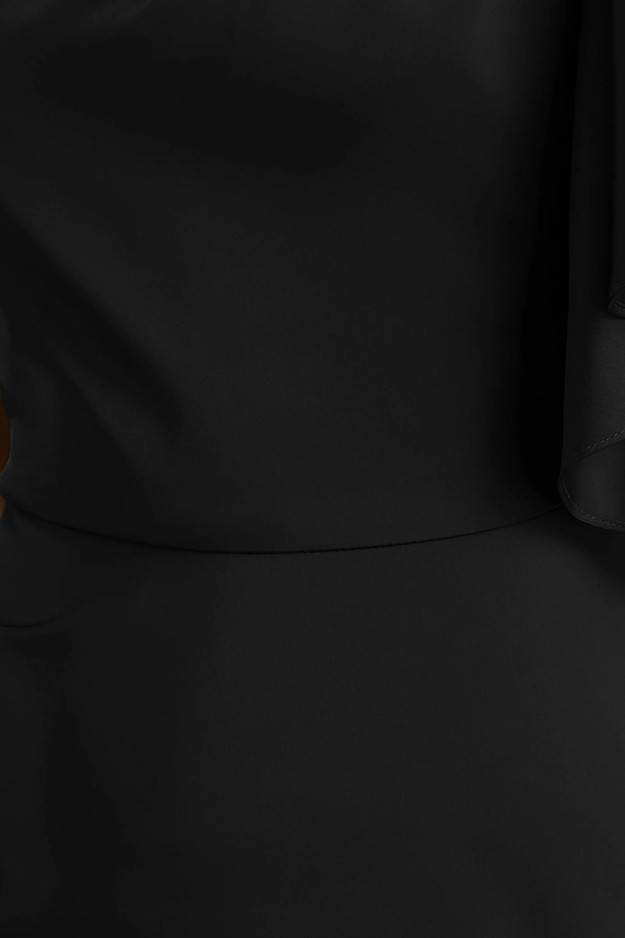 Unforgettable | Black Asymmetric-Neck Maxi Dress With Ruched Detailing