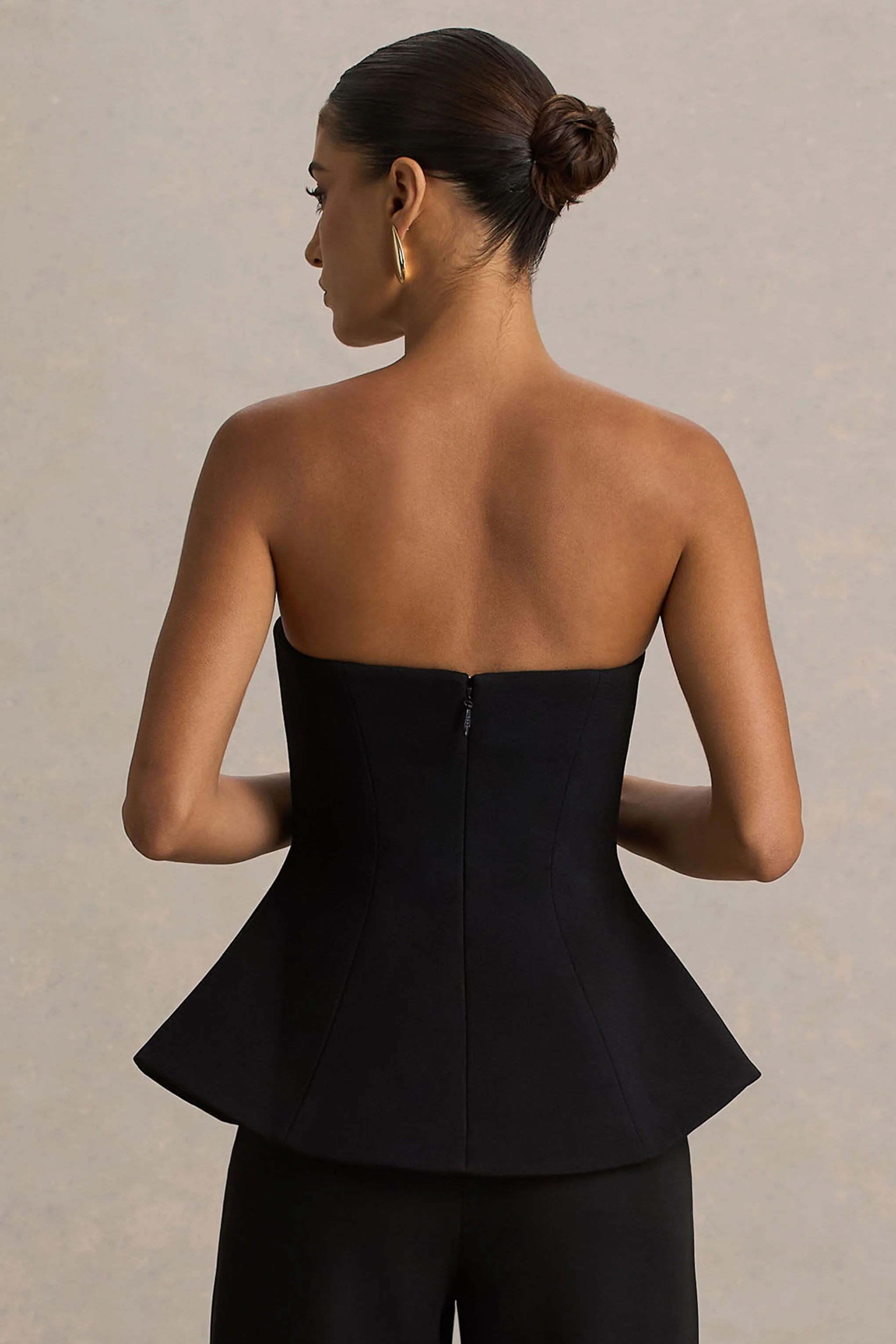 Gifted | Black Bandeau-Neck Corset Top