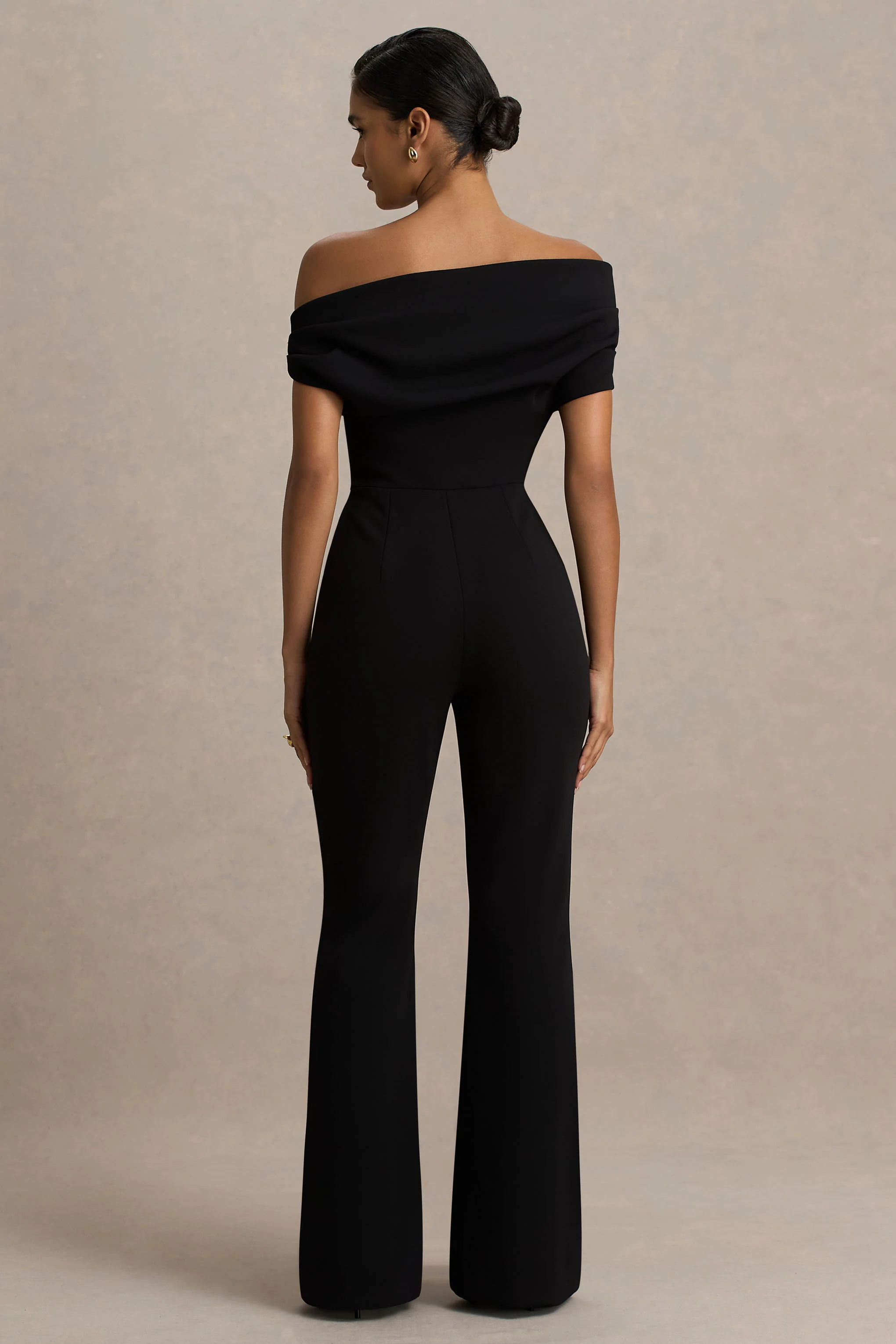 Alexandra | Black Asymmetric Draped Jumpsuit