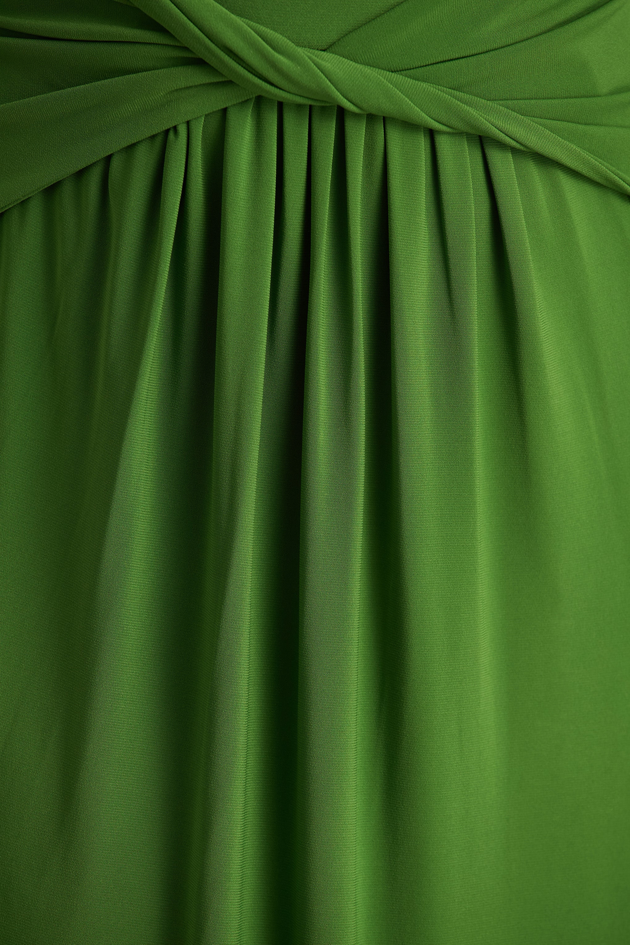 Hourglass | Green Long-Sleeve Twisted Maxi Dress With Split