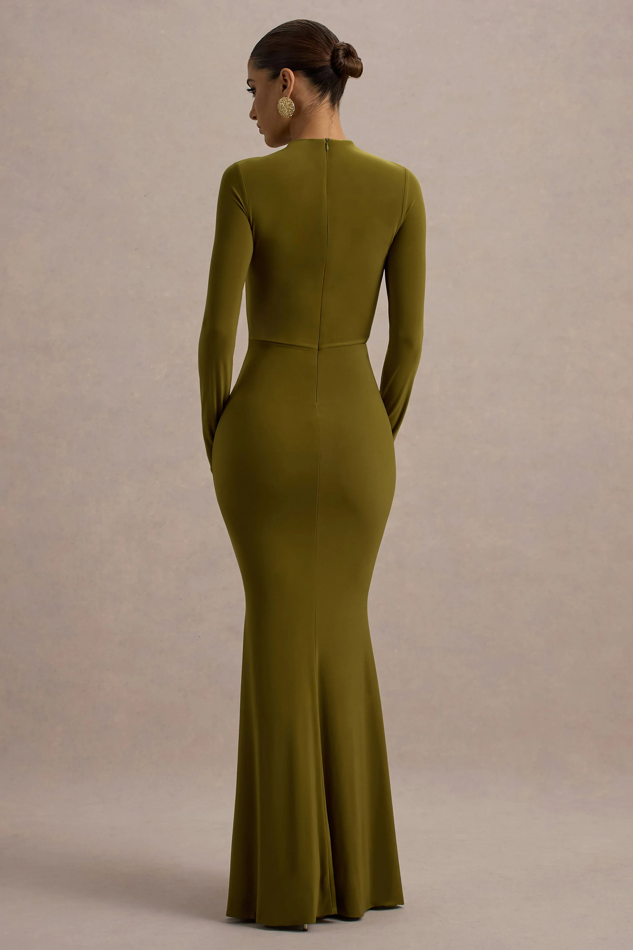 Reid | Green Long-Sleeve Gathered Maxi Dress