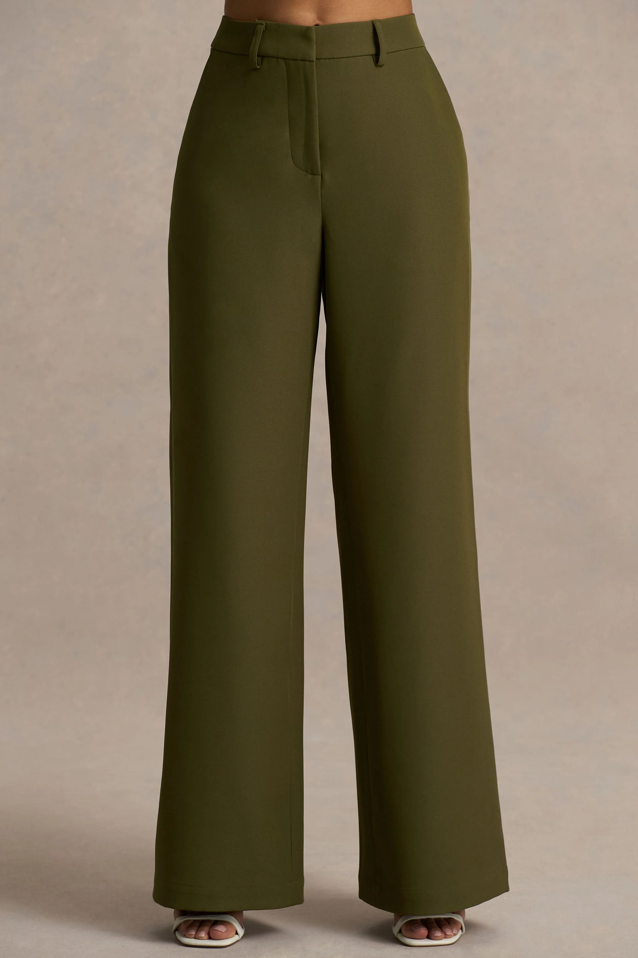 Silvia | Olive Straight-Leg Trousers