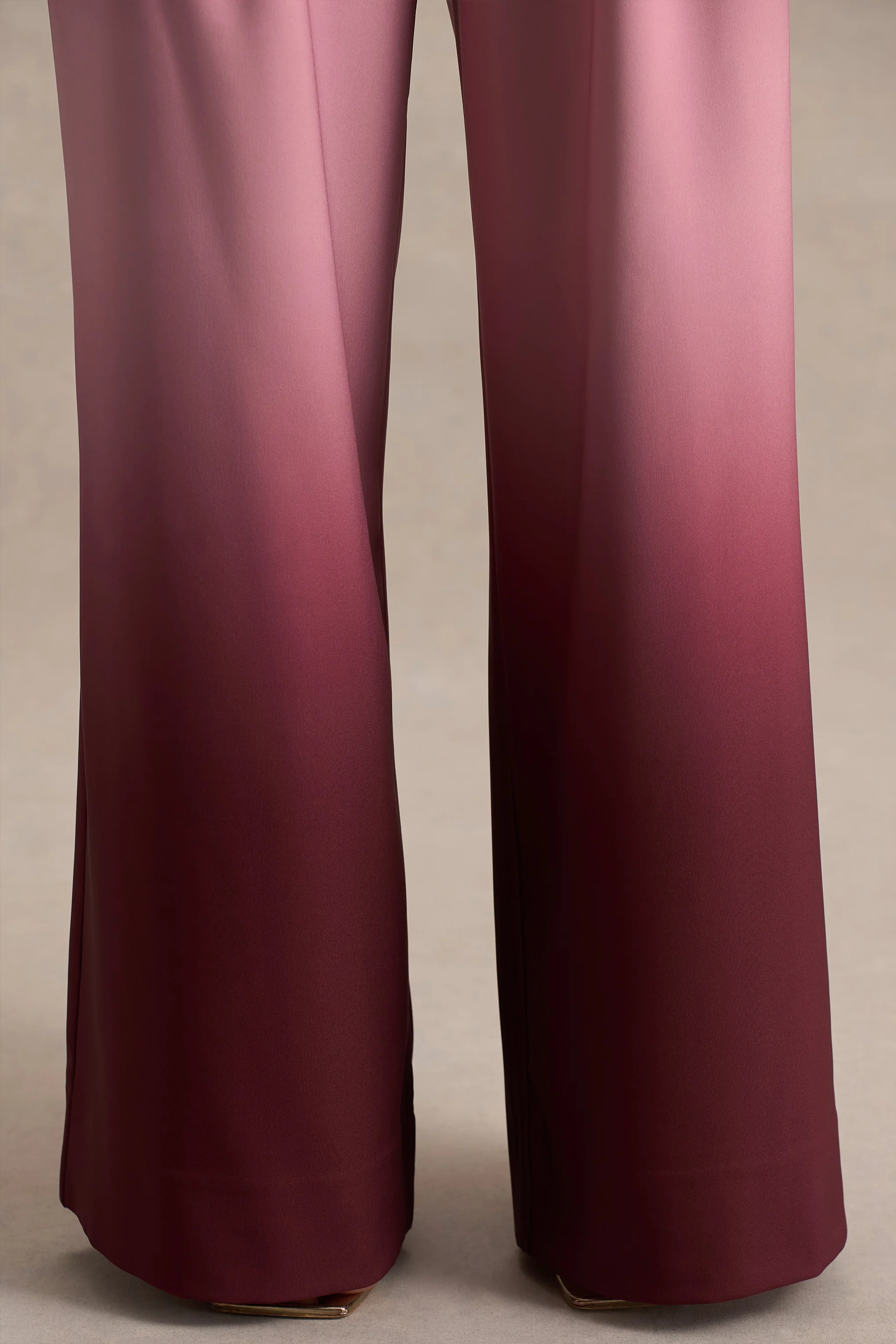 Safia | Cherry Ombre Satin Wide-Leg Trousers