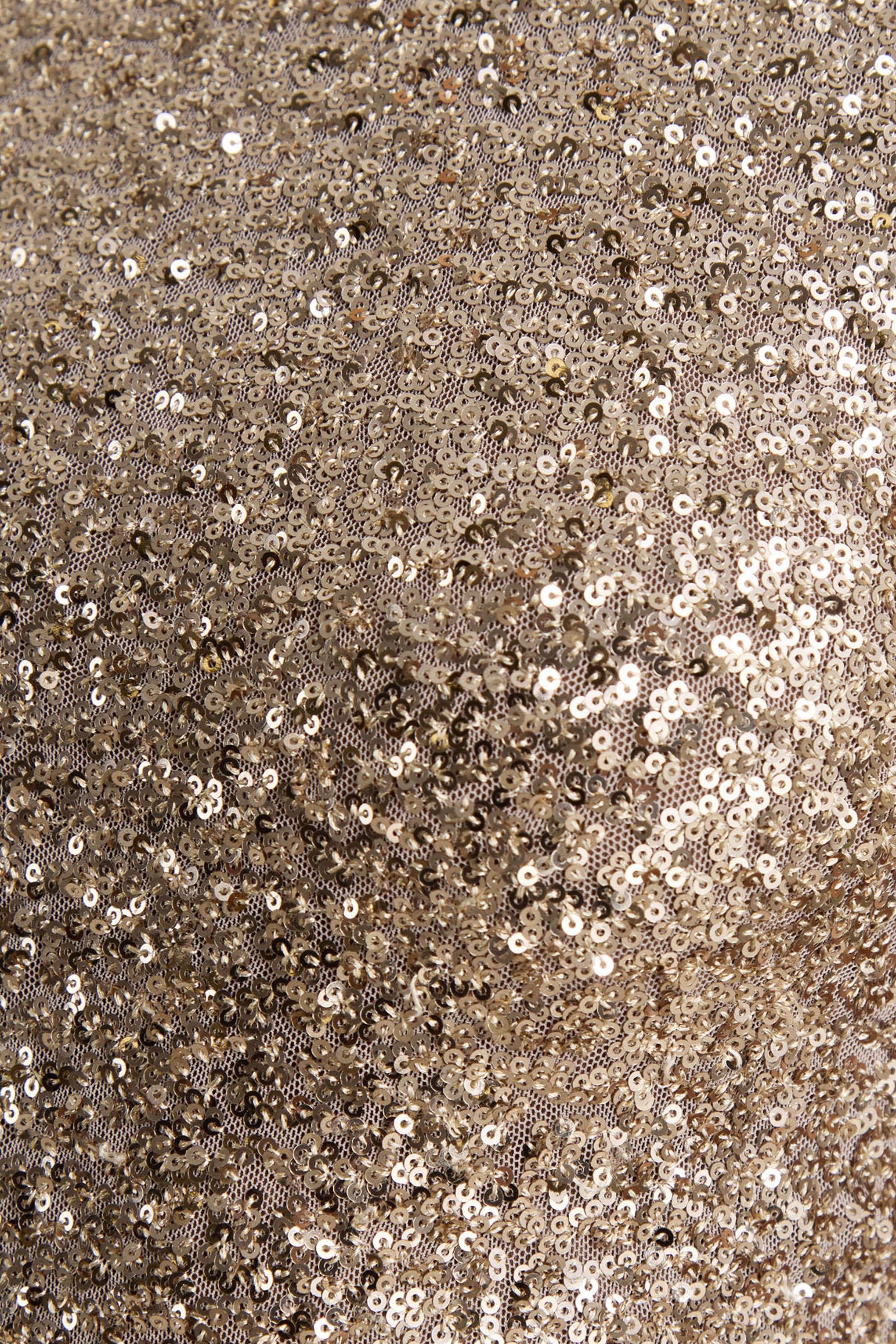 Tulia | Champagne Sequin High-Neck Maxi Dress