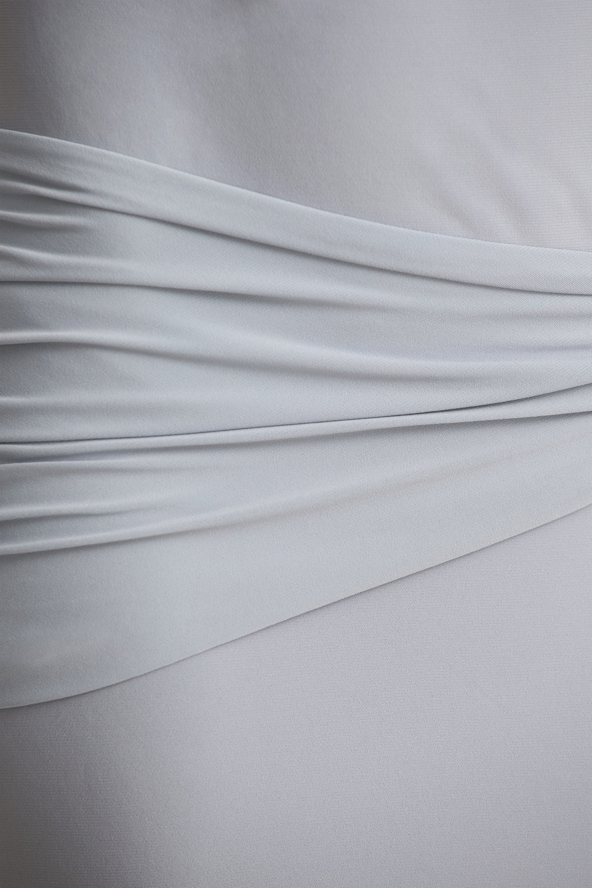 Bonnie | Blue Asymmetric-Neck Maxi Dress With Ruched-Detailing