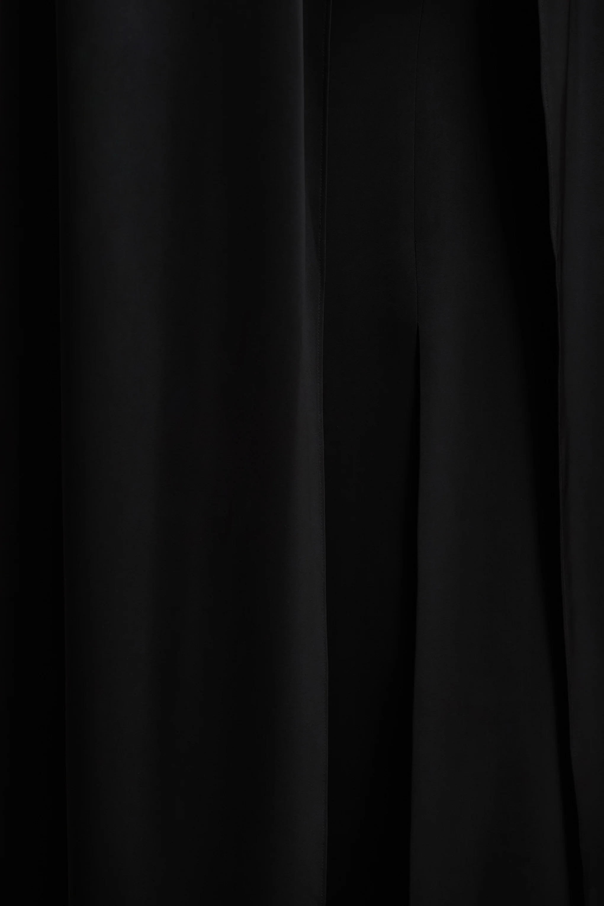 Wren | Black Satin Plunge-Neck Maxi Dress With Cape Sleeves