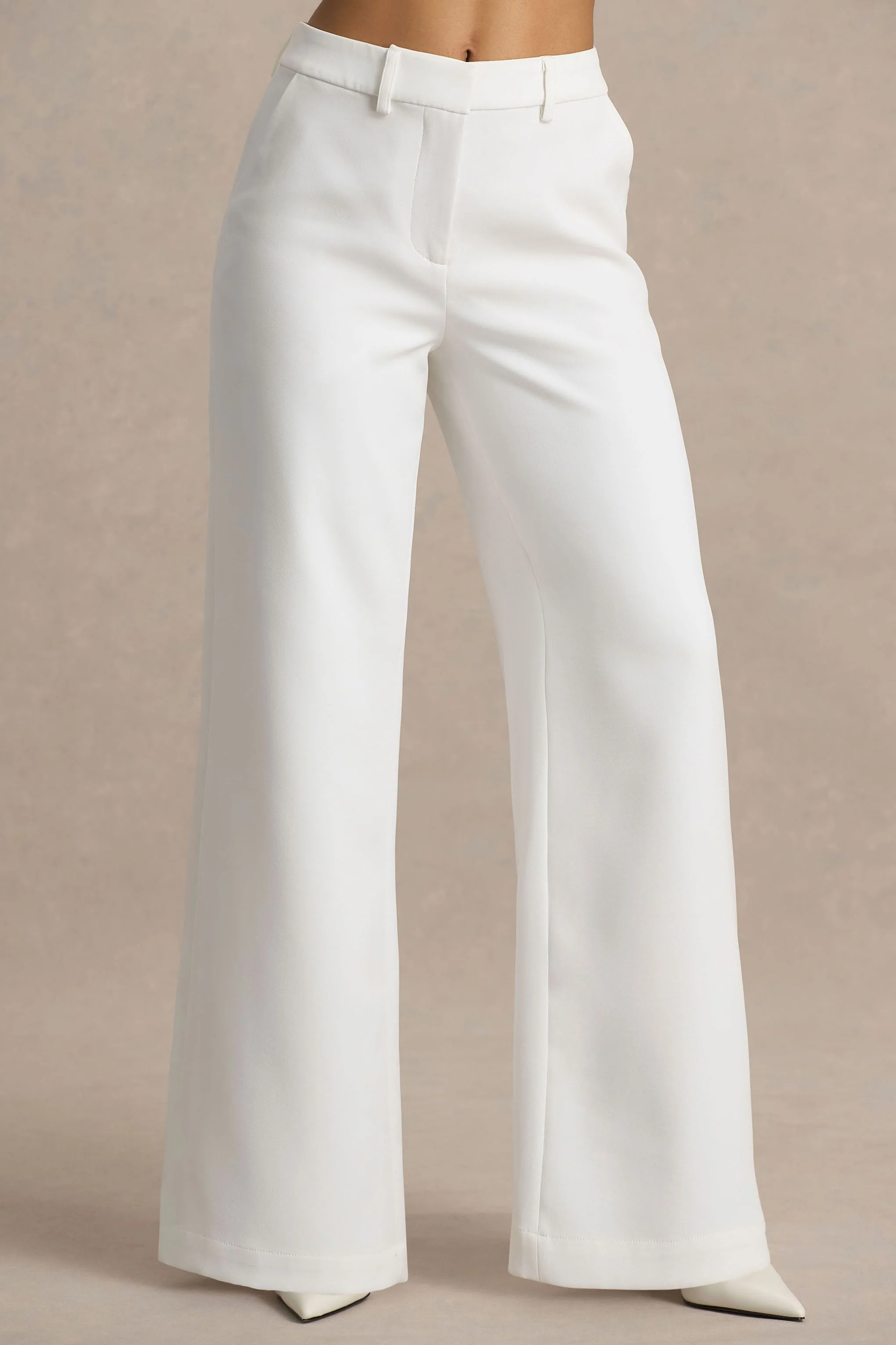 Silvia | White Straight-Leg Trousers