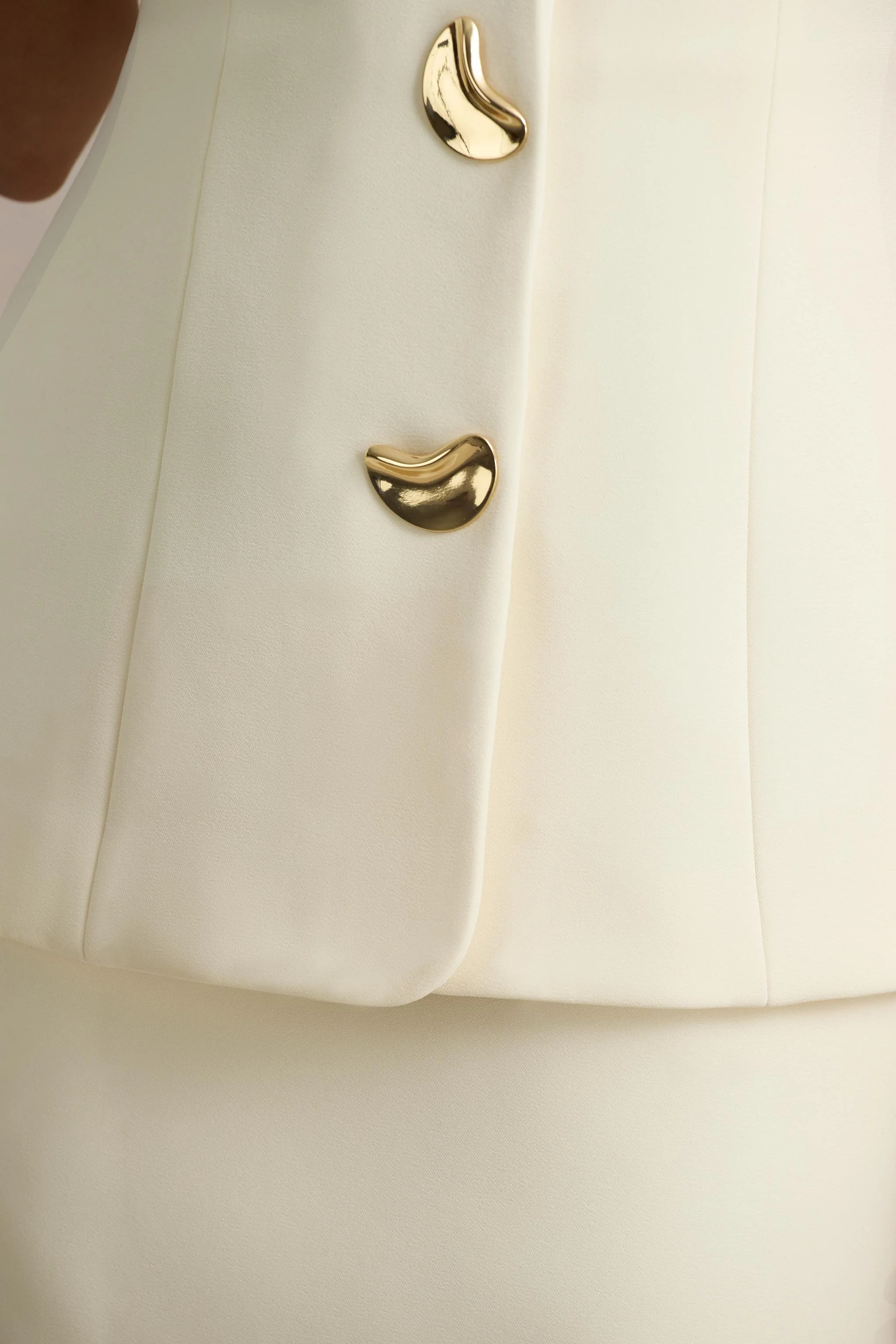 Angel | Cream Square-Neck Tailored Mini Dress With Drop-Waist