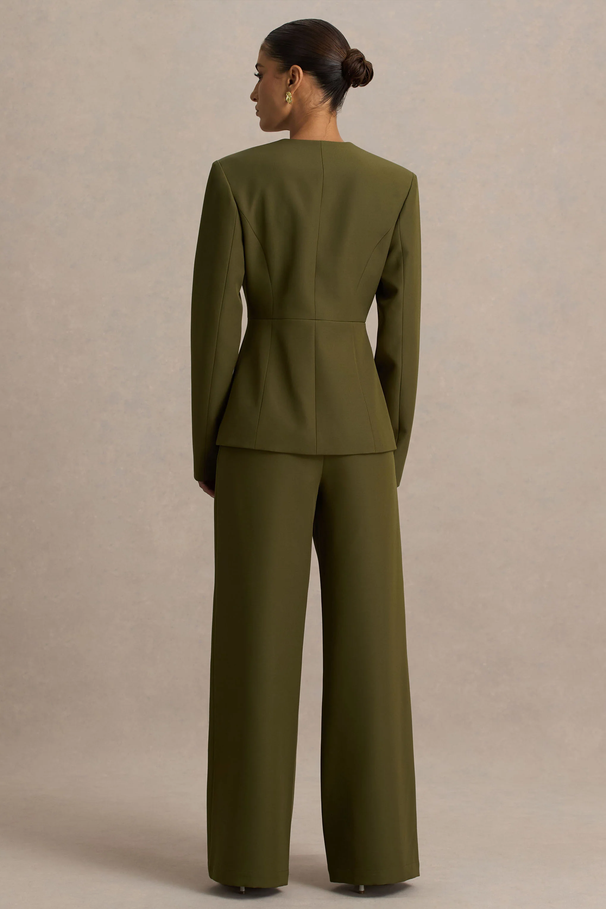 Silvia | Olive Straight-Leg Trousers