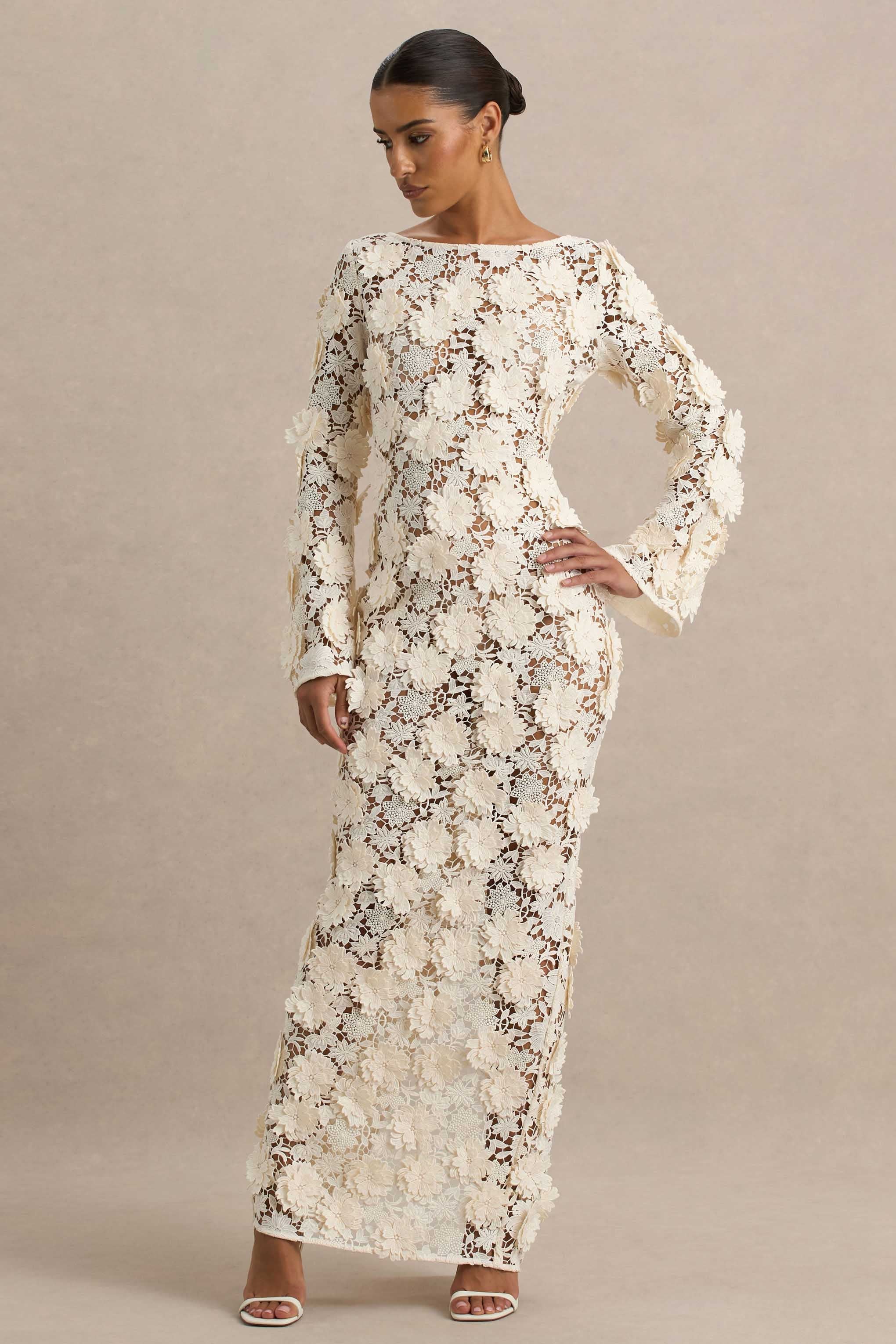 Viper | Cream Lace Long-Sleeve Maxi Dress