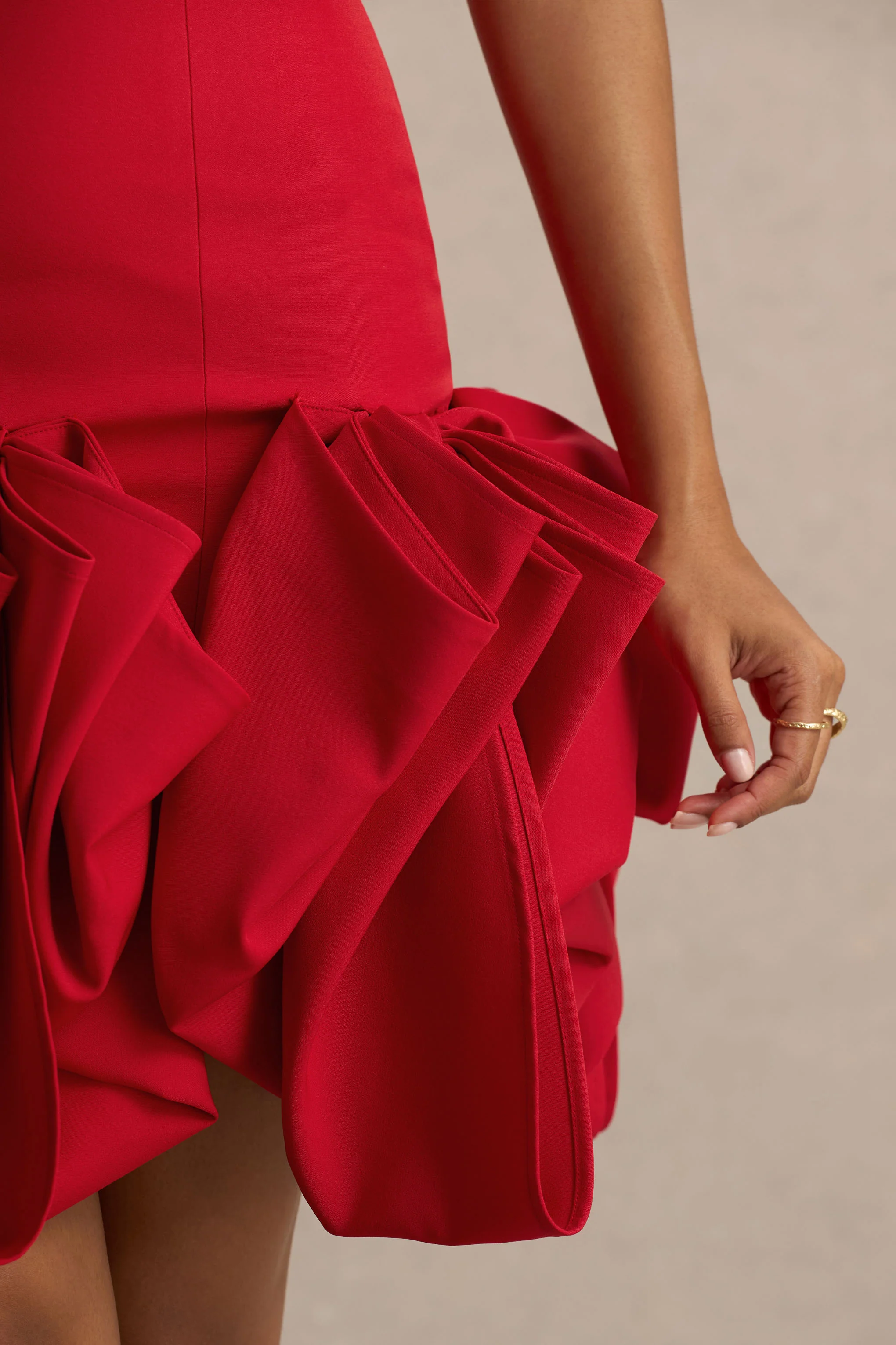 Erica | Red Ruffle Puffball Mini Dress