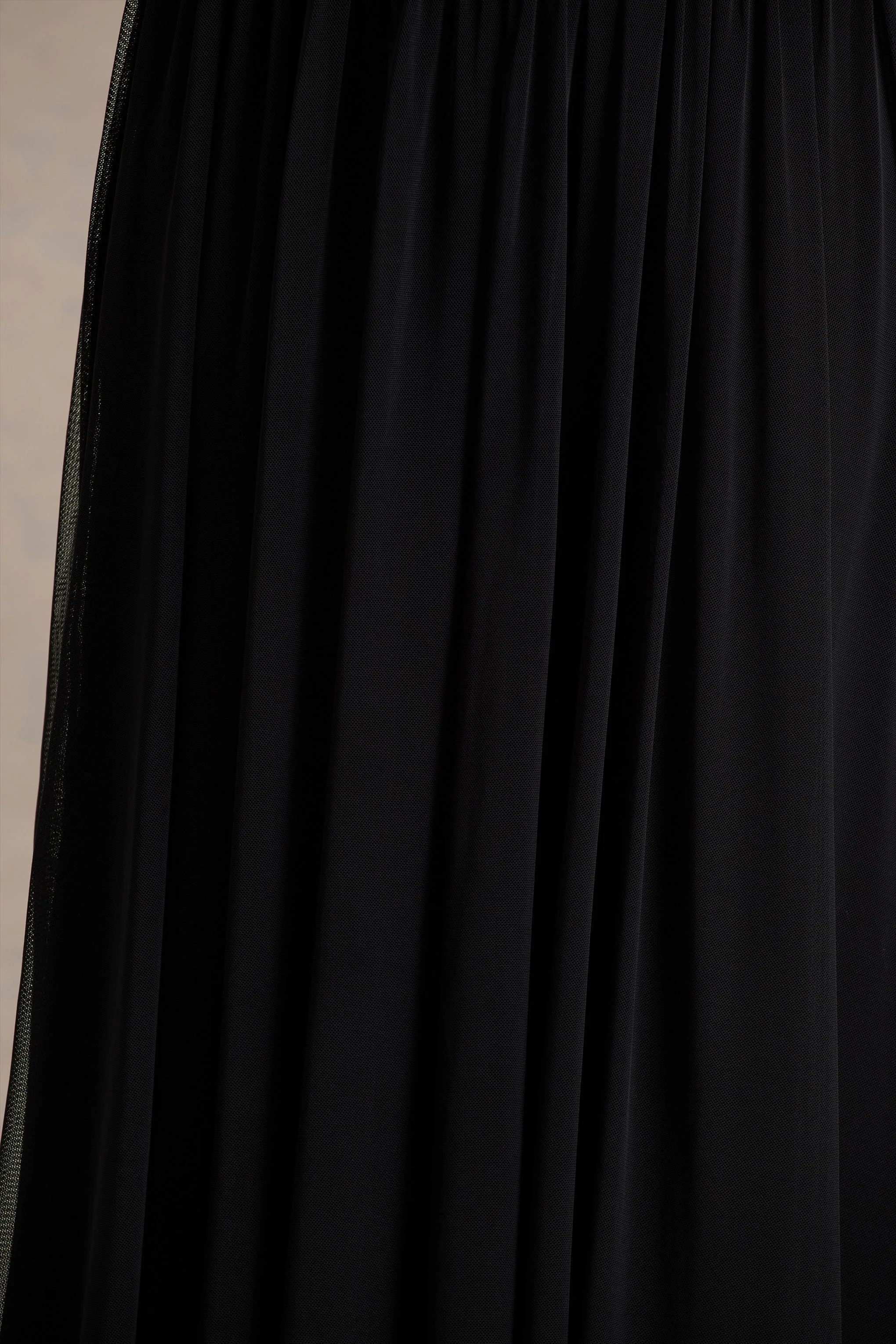 Amelia | Black Scoop-Neck Maxi Dress With Drop Waist And Pleating