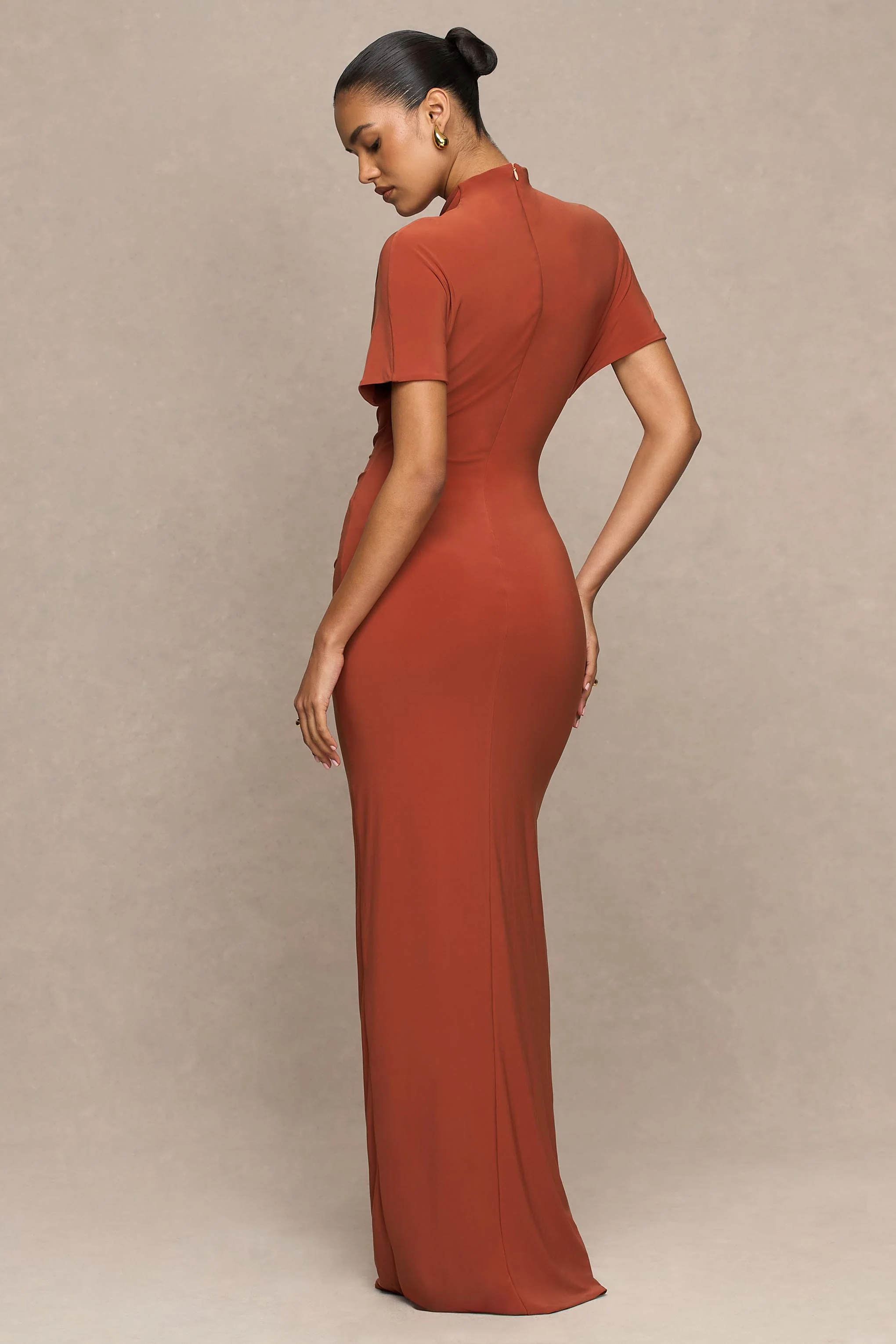 Arlena | Red High-Neck Wrapped Maxi Dress
