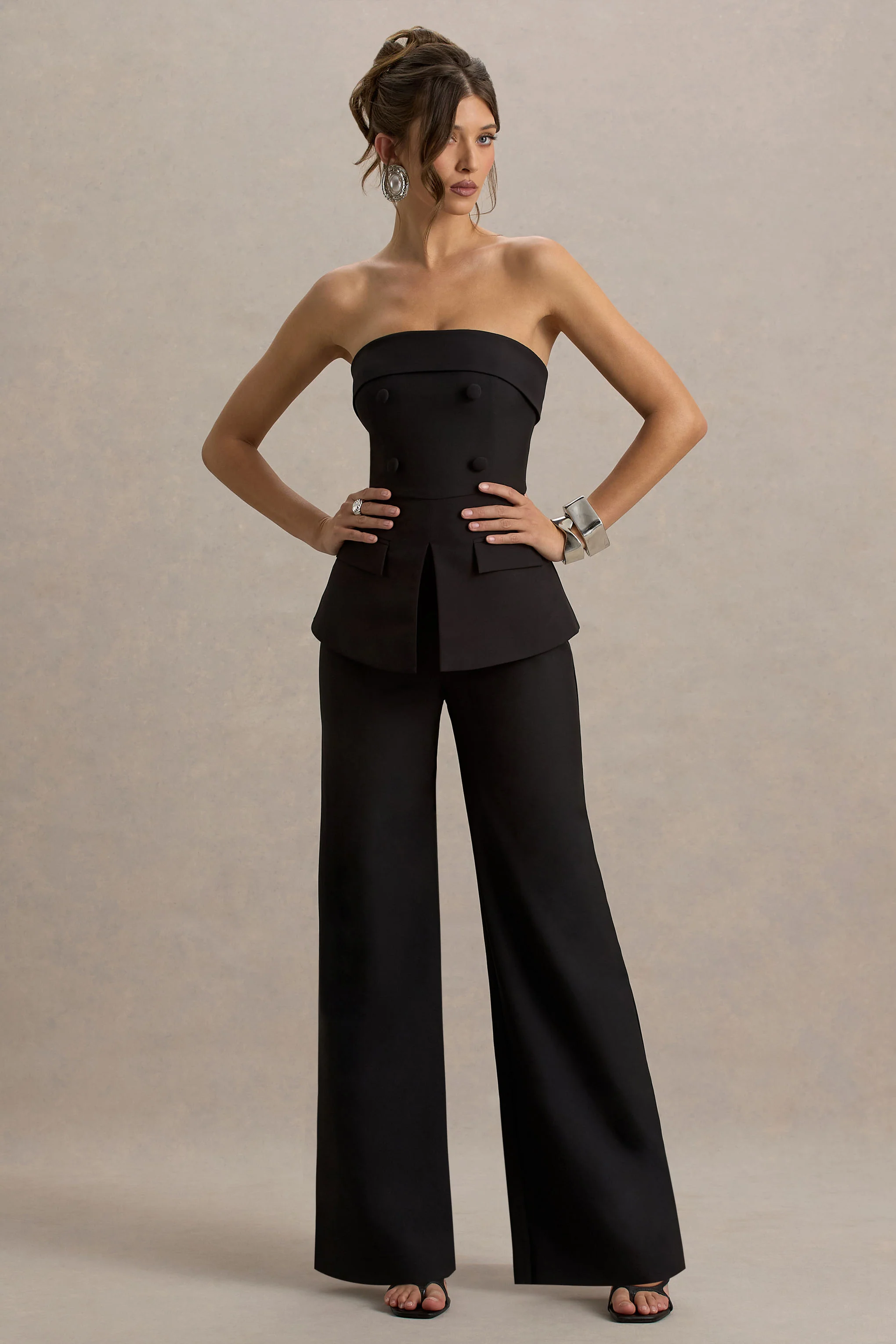 Noemi | Black Bandeau Tailored Jumpsuit