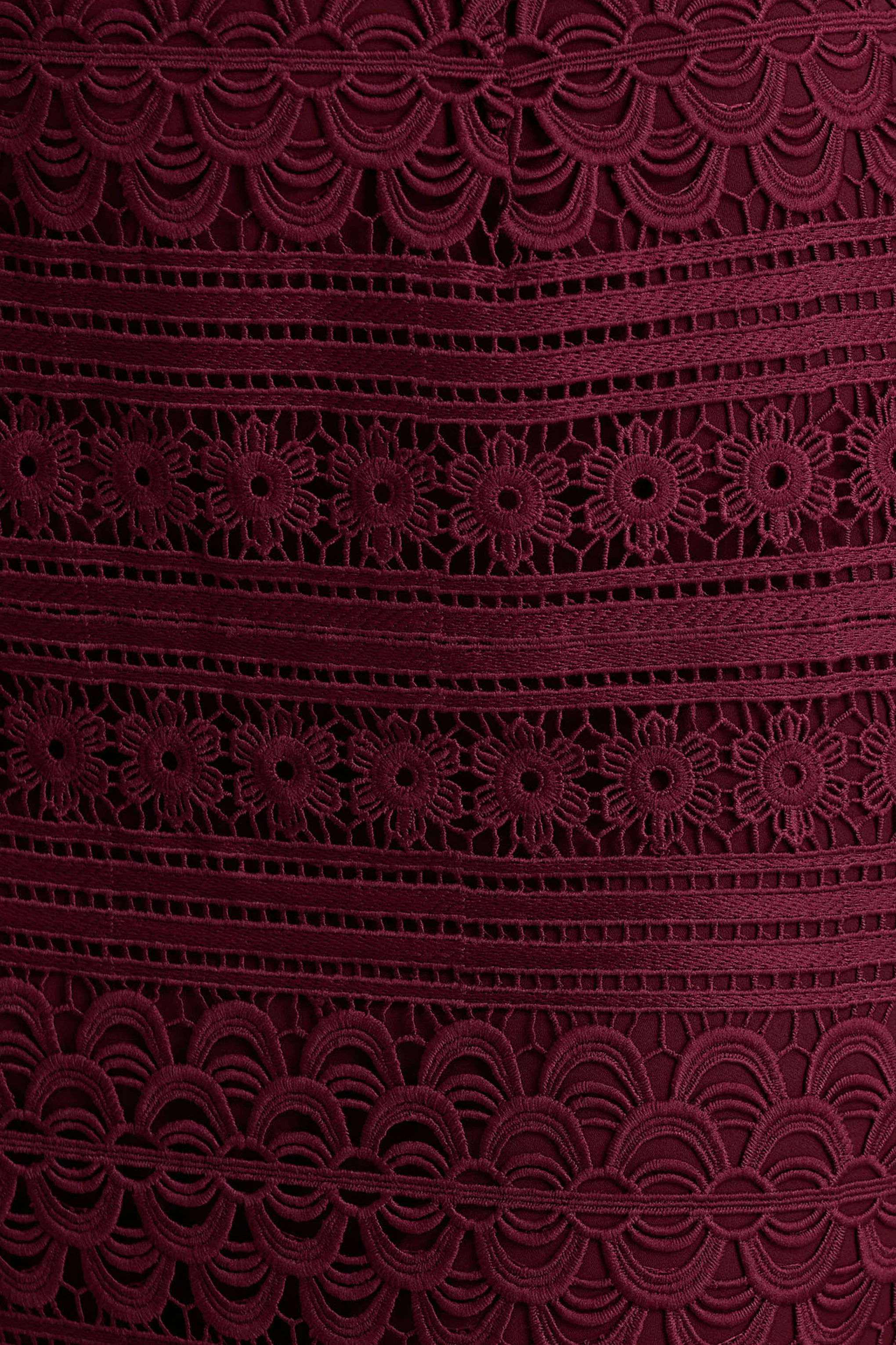 Secret | Burgundy Bandeau Lace Midi Dress With Scarf Detail