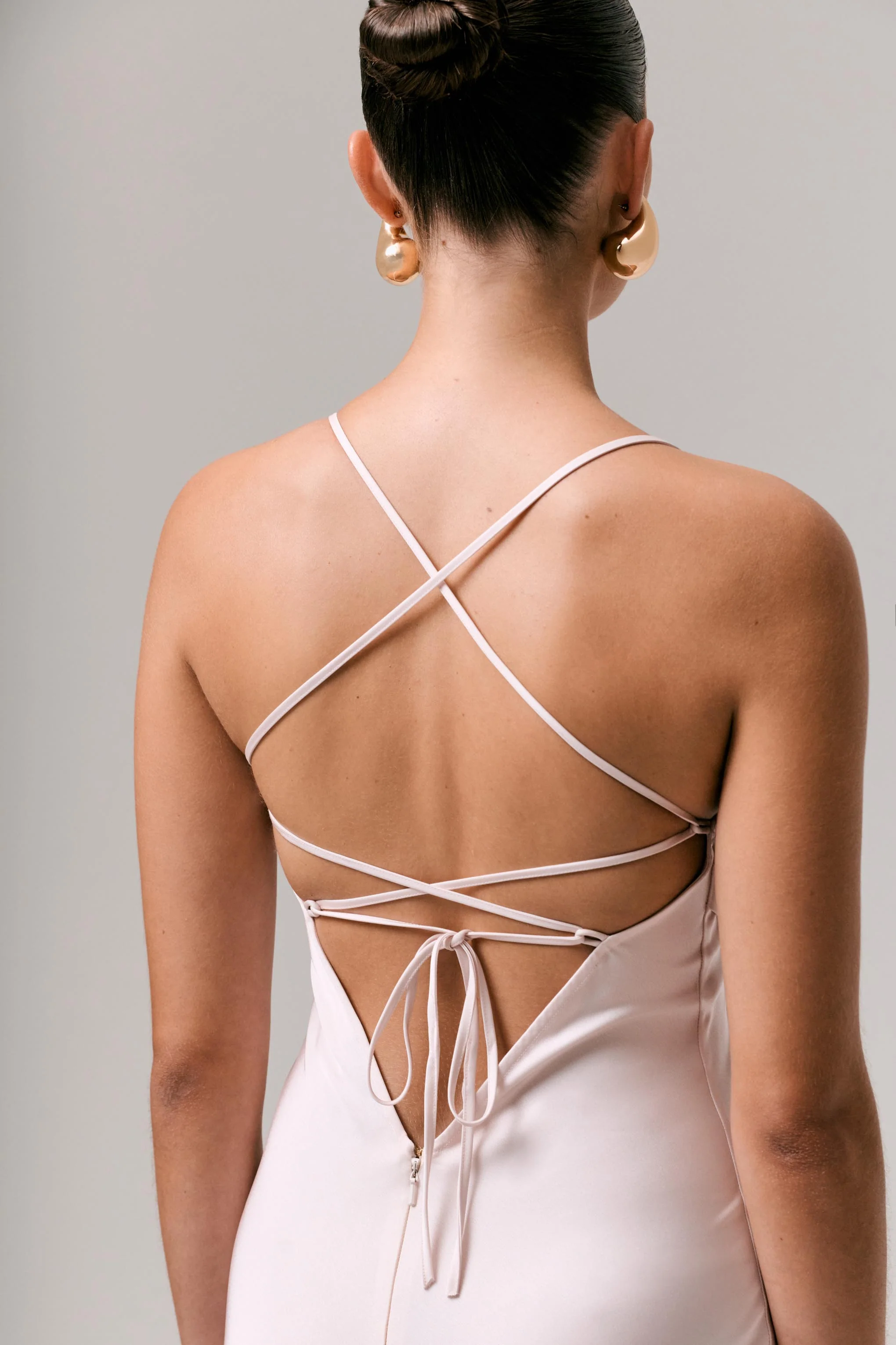 Lucie | Red Ombre Satin Cowl-Neck Maxi Dress