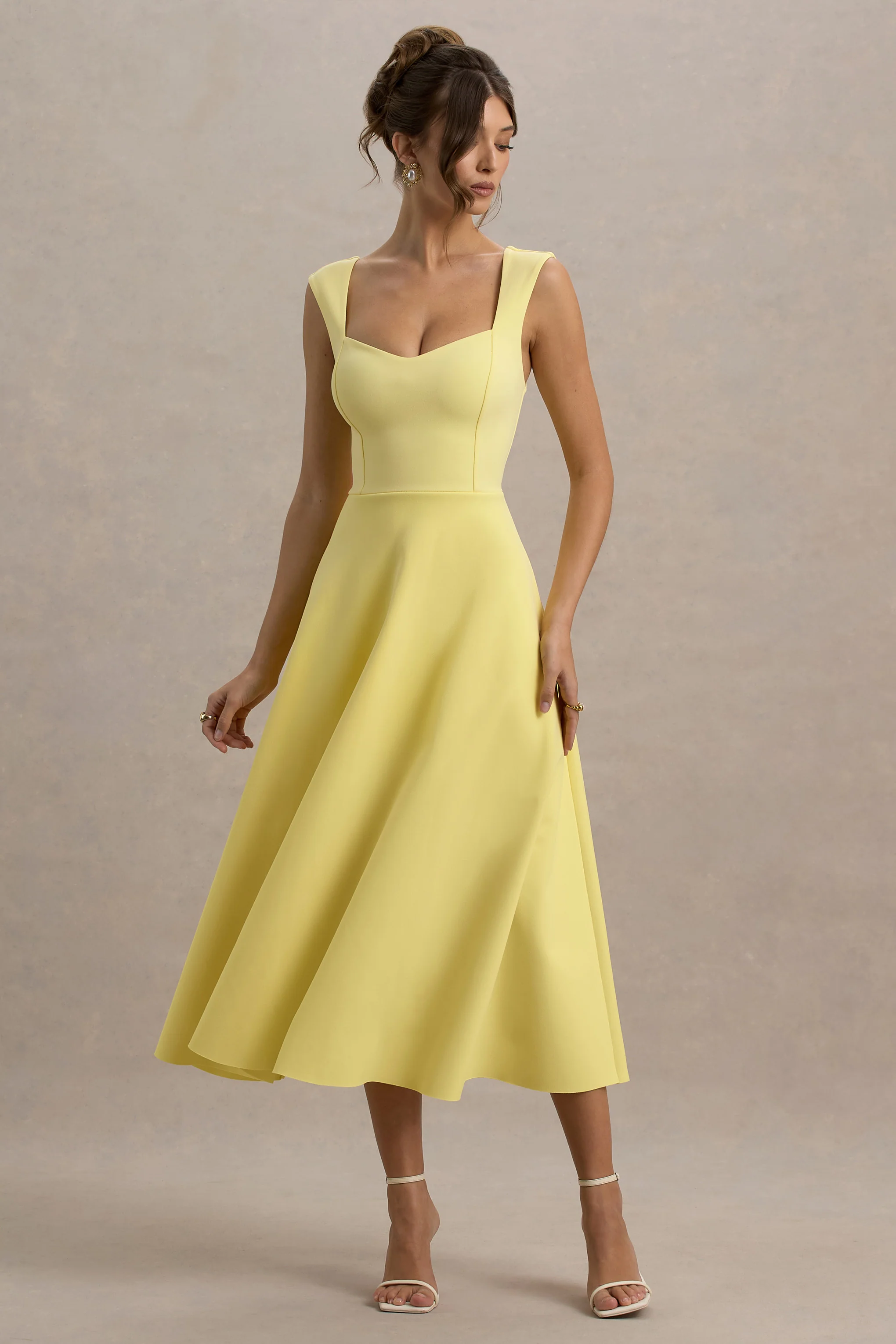 Andromeda | Lemon Sweetheart Midi Dress