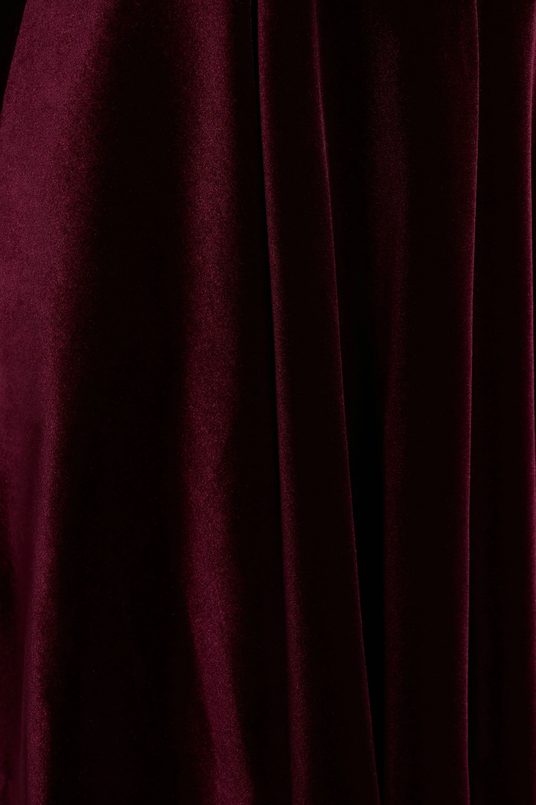 Mina | Burgundy Velvet And Satin Bandeau-Neck Skater Mini Dress