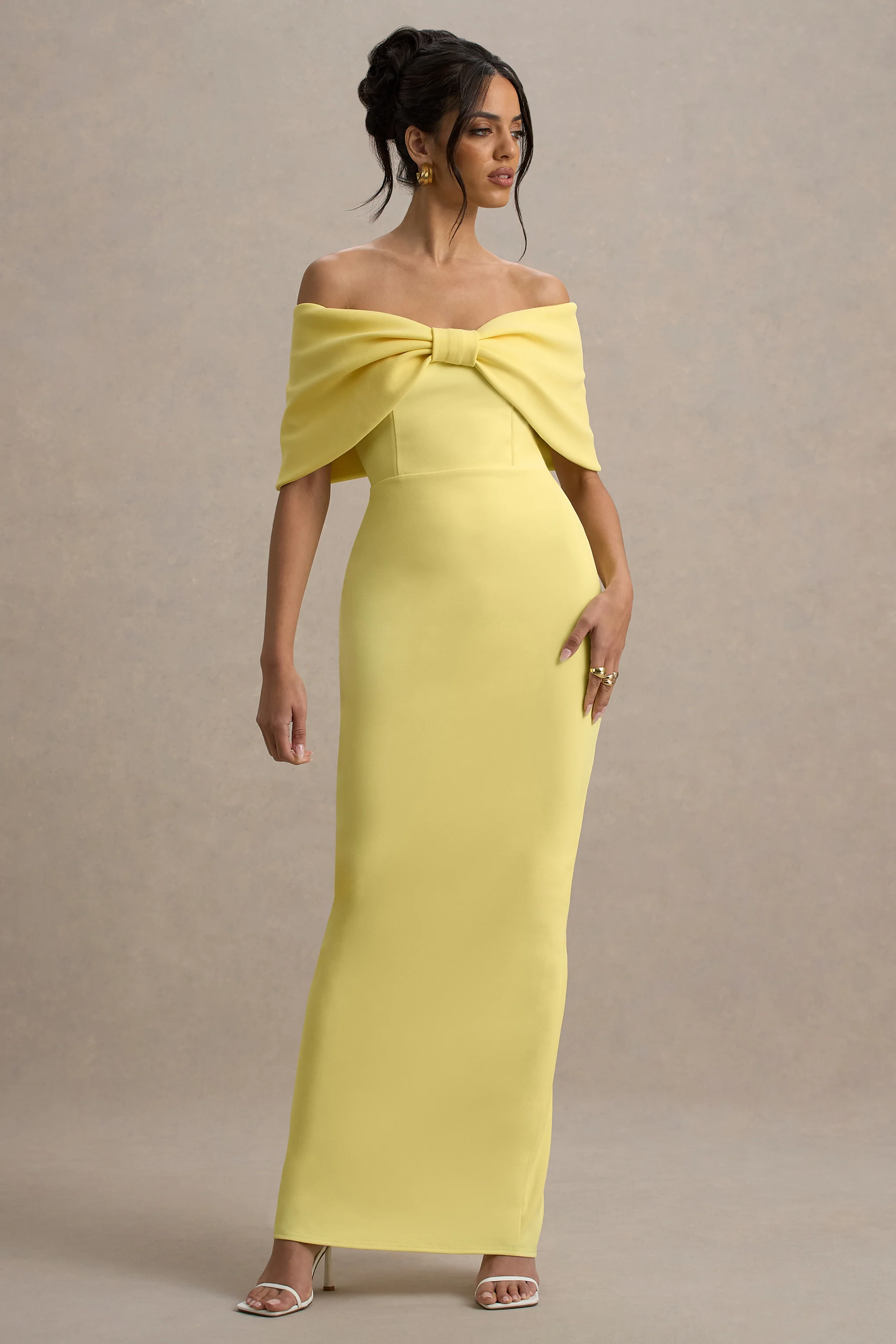 Cornelia | Lemon Strapless Maxi Dress With Oversized Bow