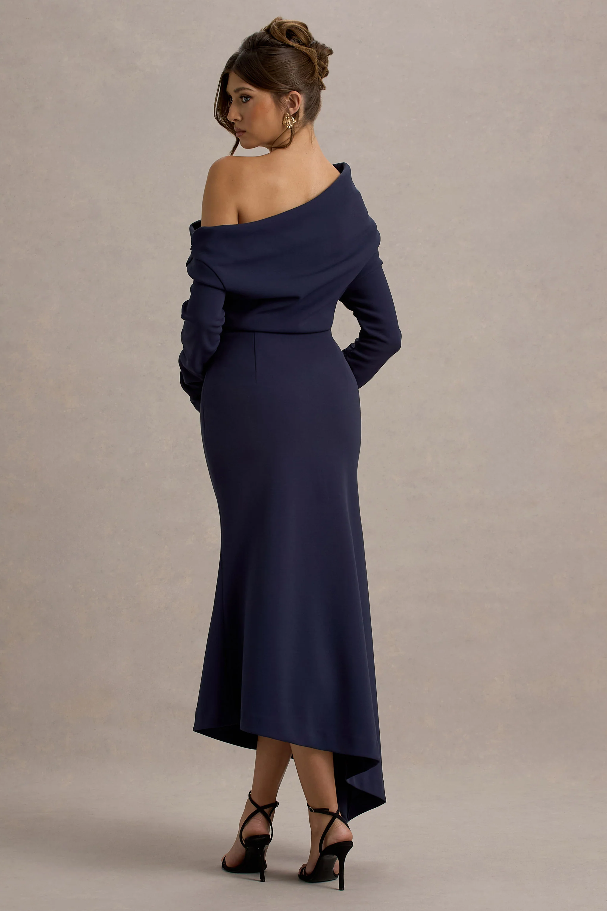 Lou | Navy One-Shoulder Asymmetric Maxi Dress