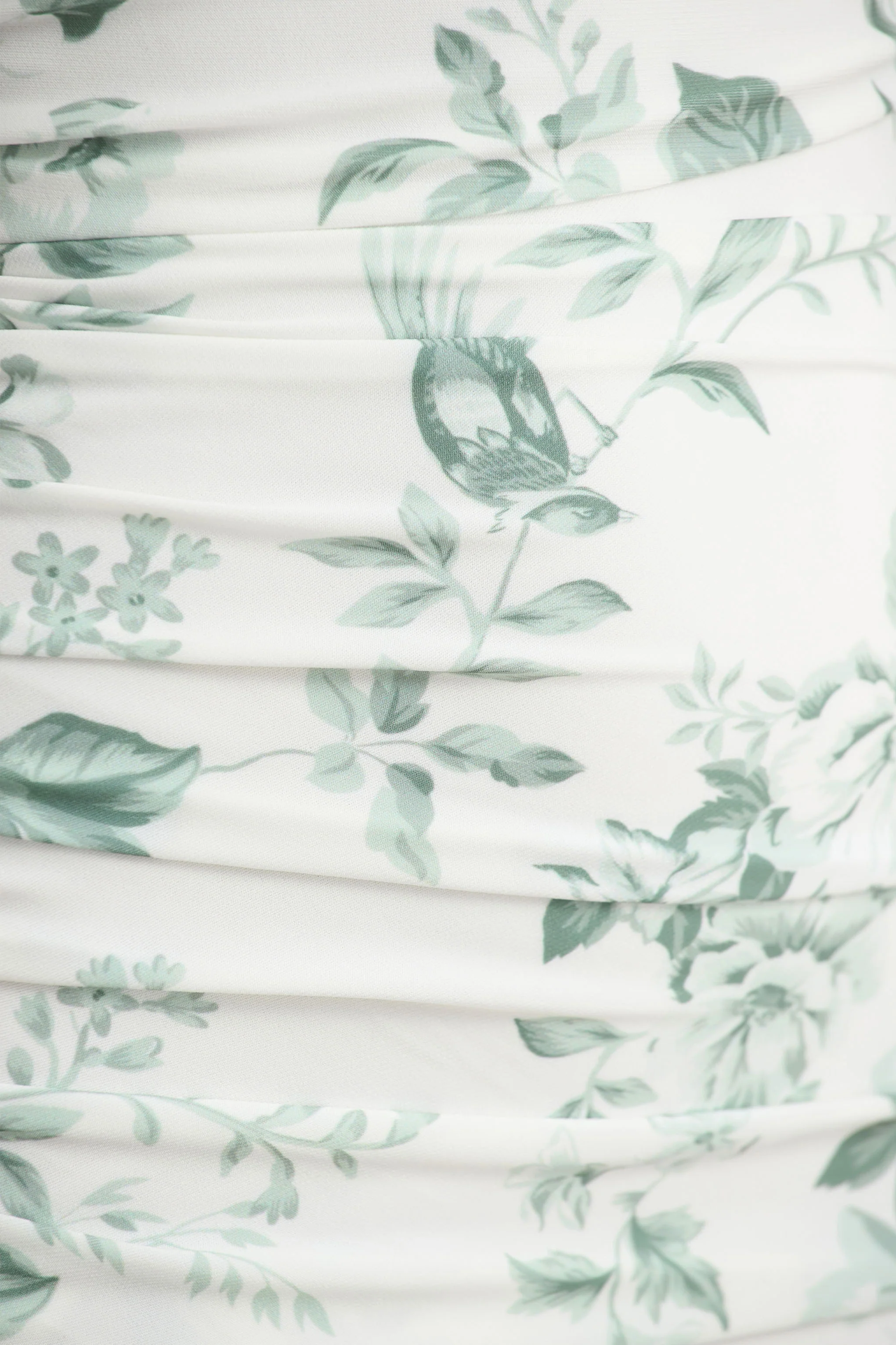 Clementina | Green Porcelain Print Asymmetric Cape Sleeve Maxi Dress