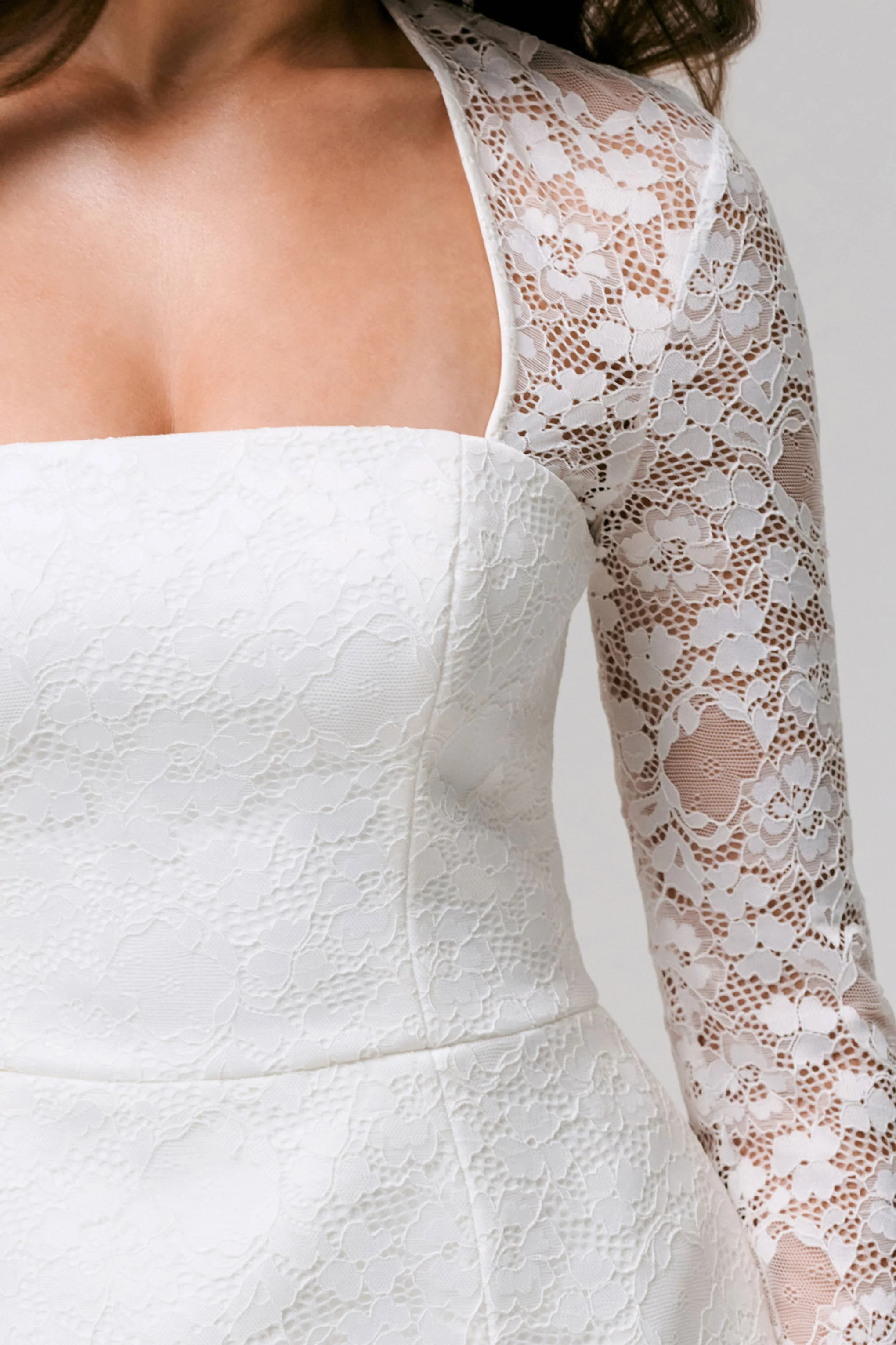 Bijou | White Lace Long-Sleeve Mini Dress