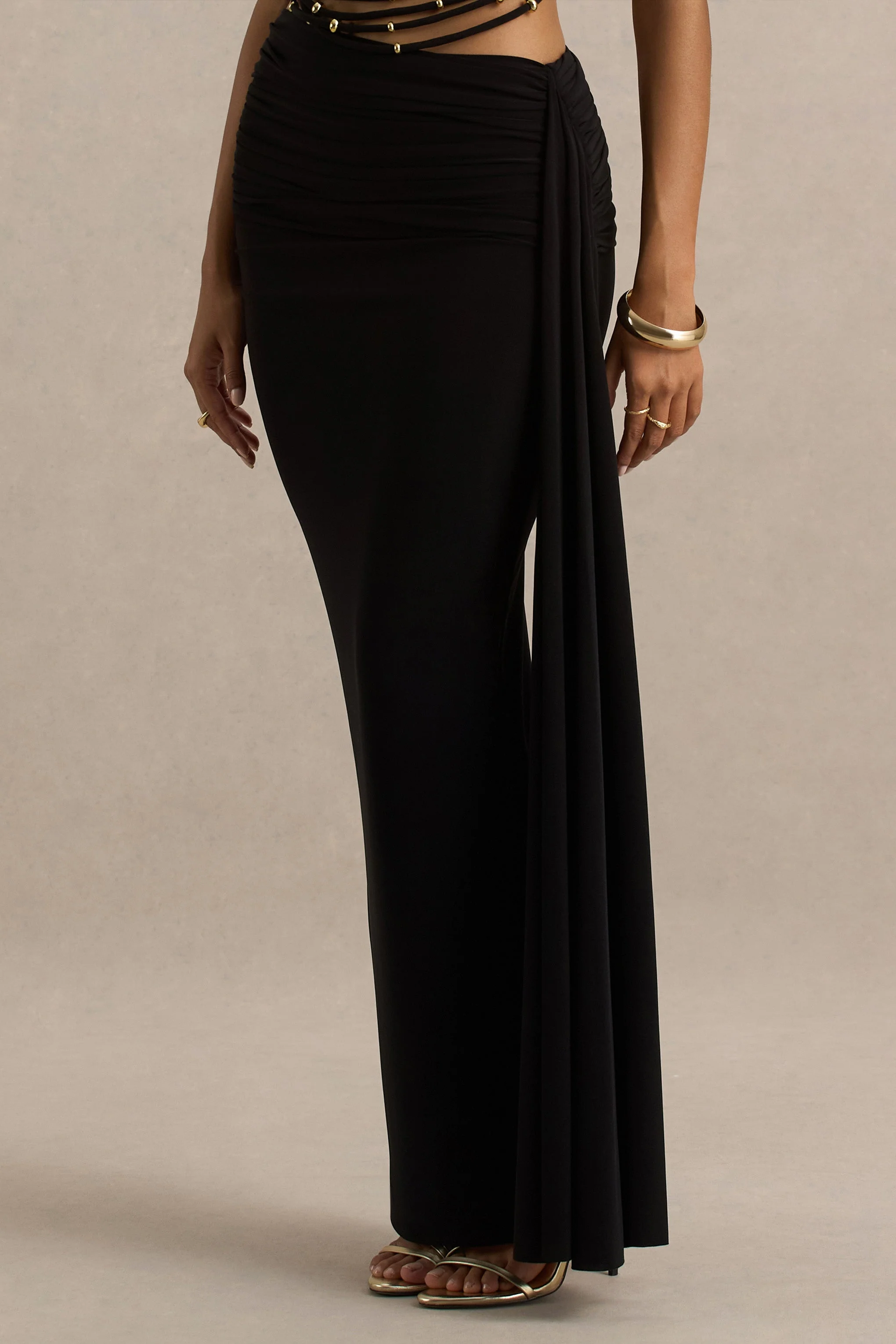 Joi | Black Maxi Skirt With Sash Detail