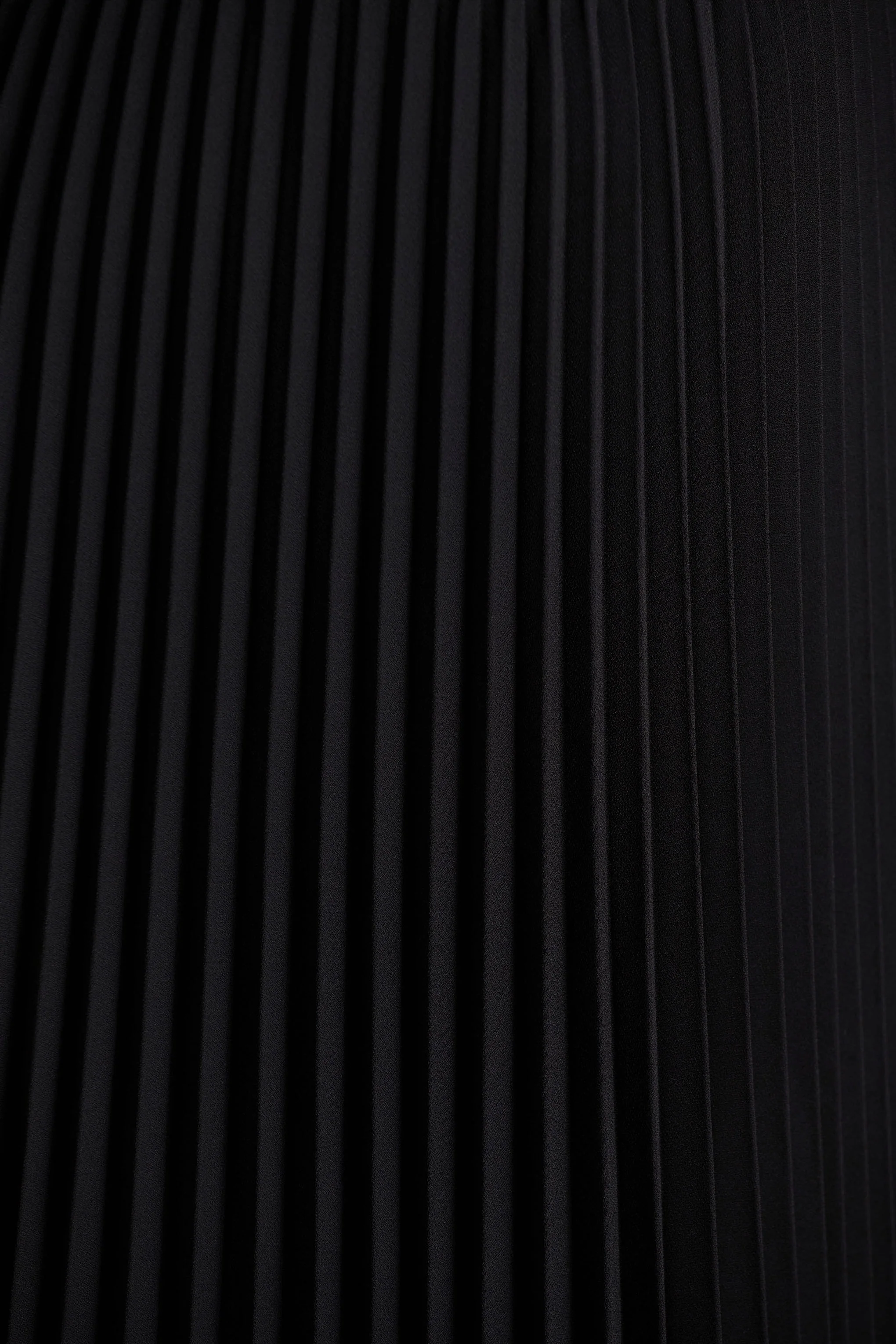 Jimena | Black High-Neck Midi Dress With One-Long Sleeve And Pleated Detailing