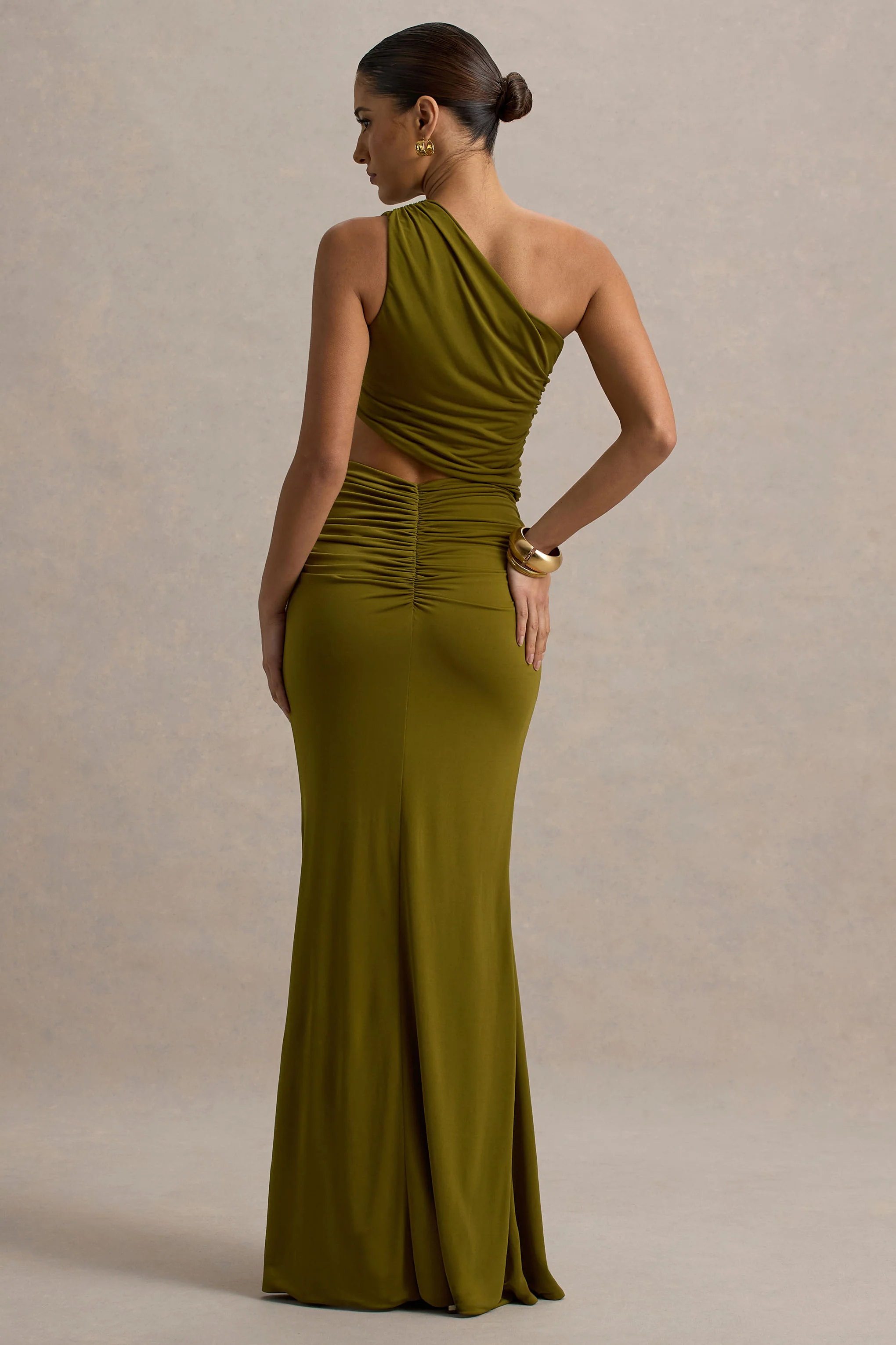 Sena | Green Asymmetric Maxi Dress With Cut Out Details