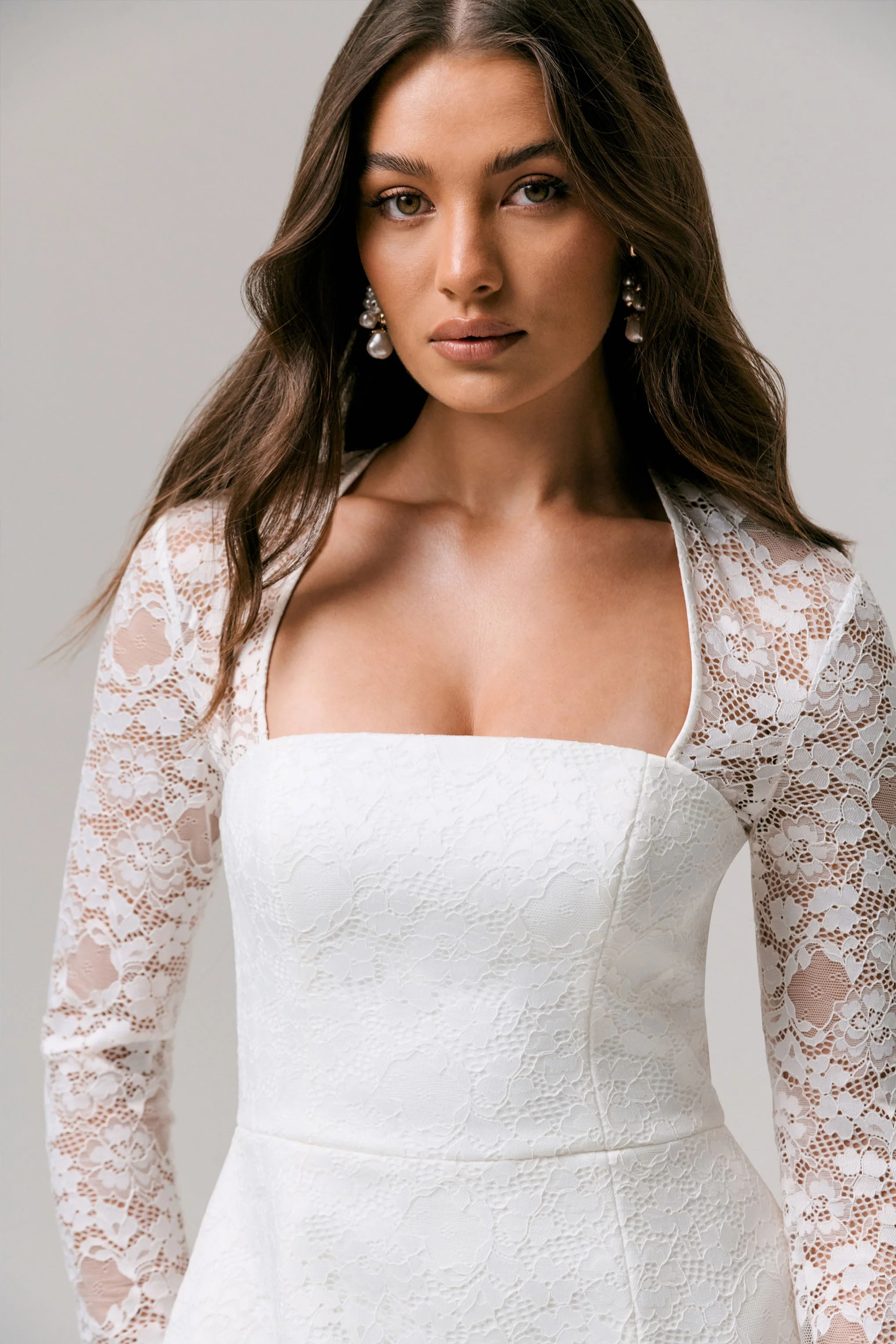 Bijou | White Lace Long-Sleeve Mini Dress