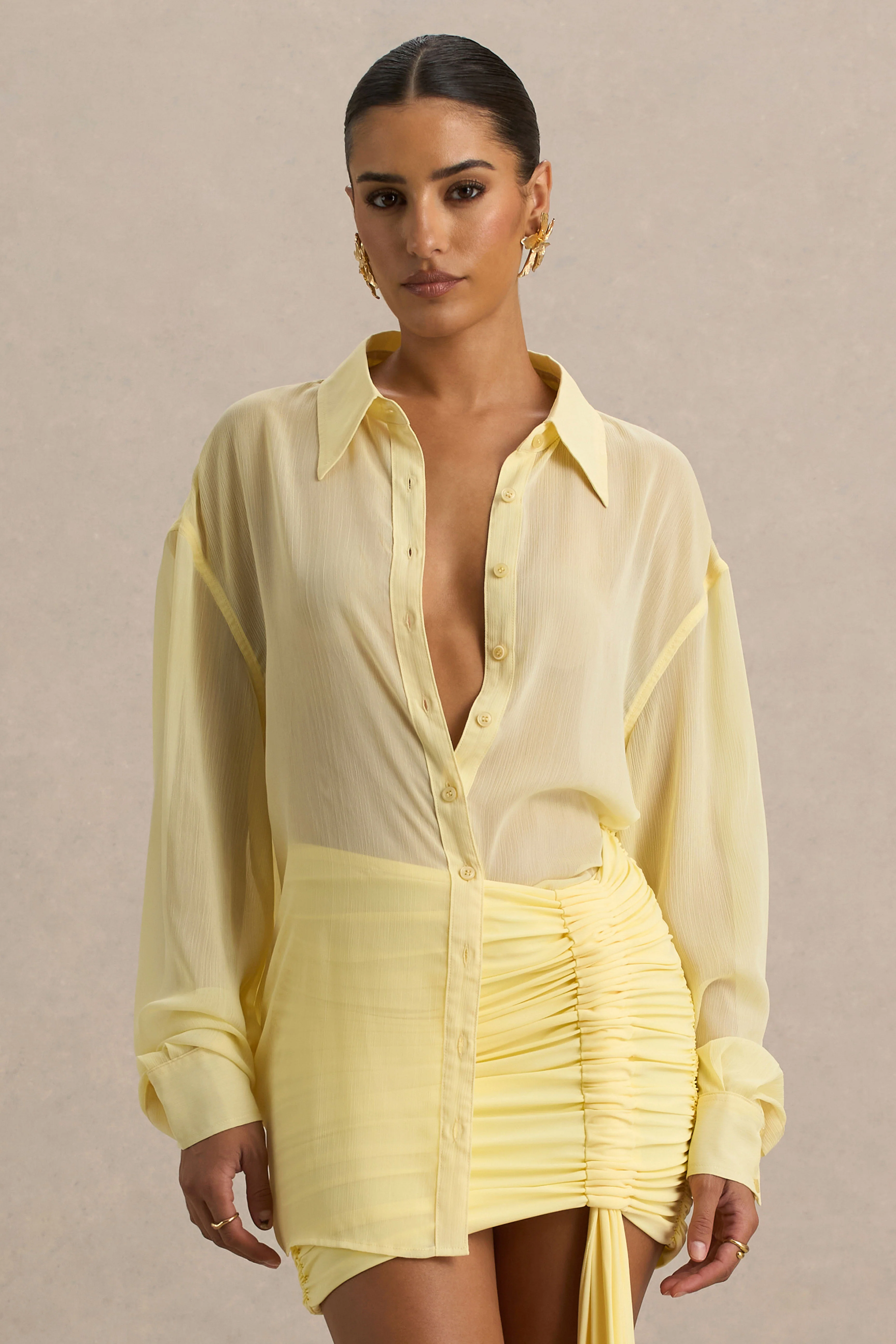 Zinna | Lemon Plunge-Neck Shirt