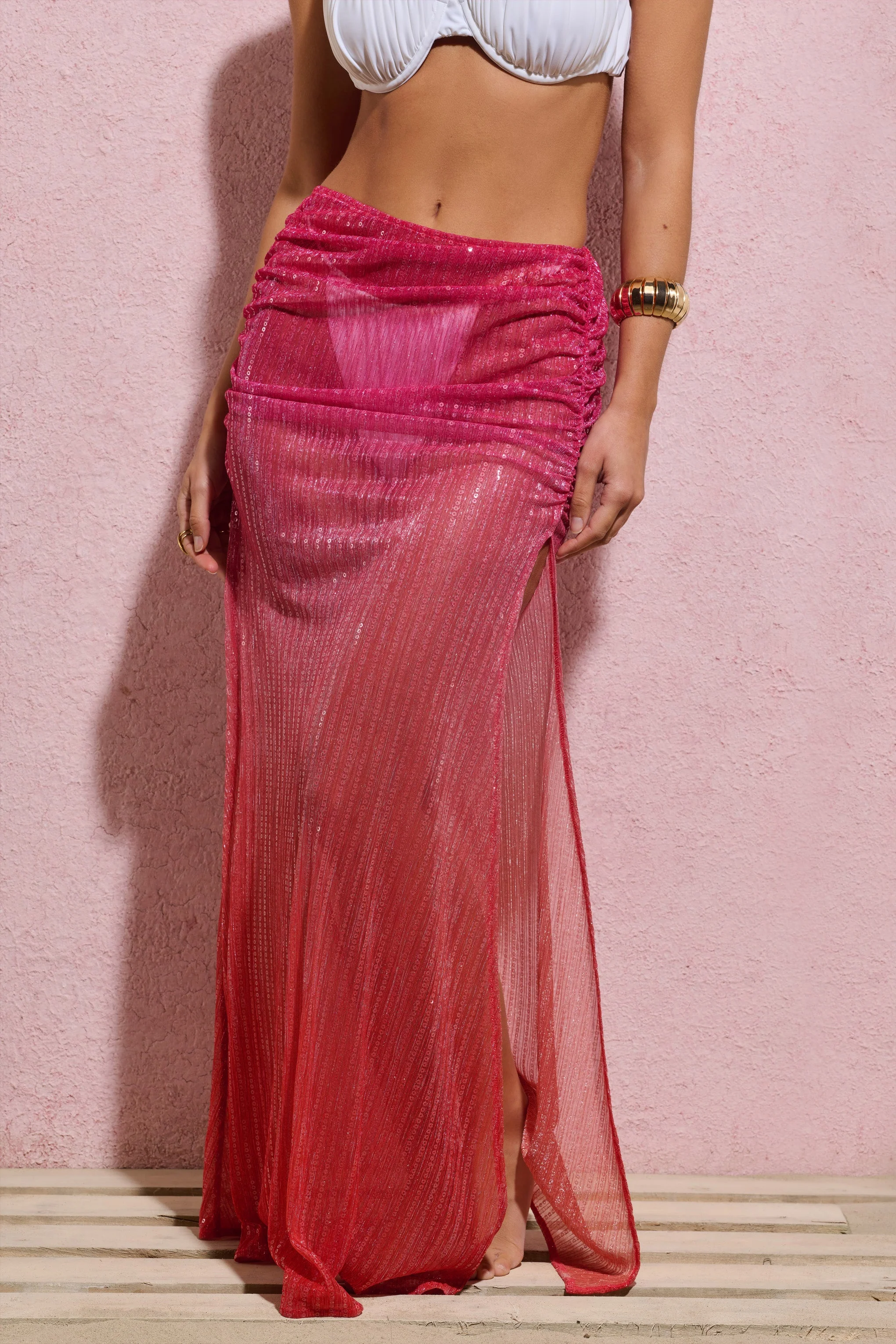 Sully | Pink & Orange Ombre Maxi Skirt