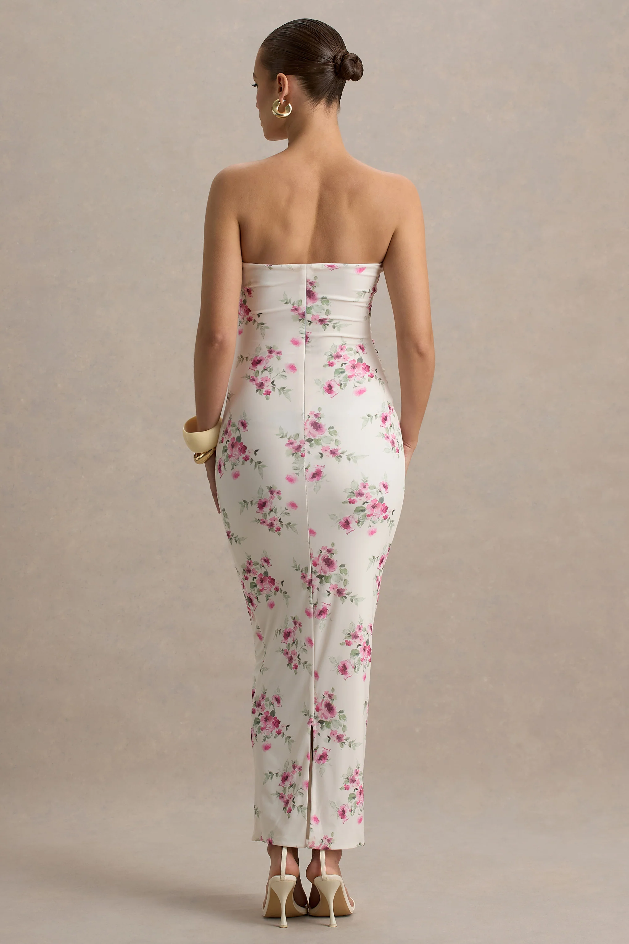 Juniper | Cream Floral Strapless Maternity Maxi Dress