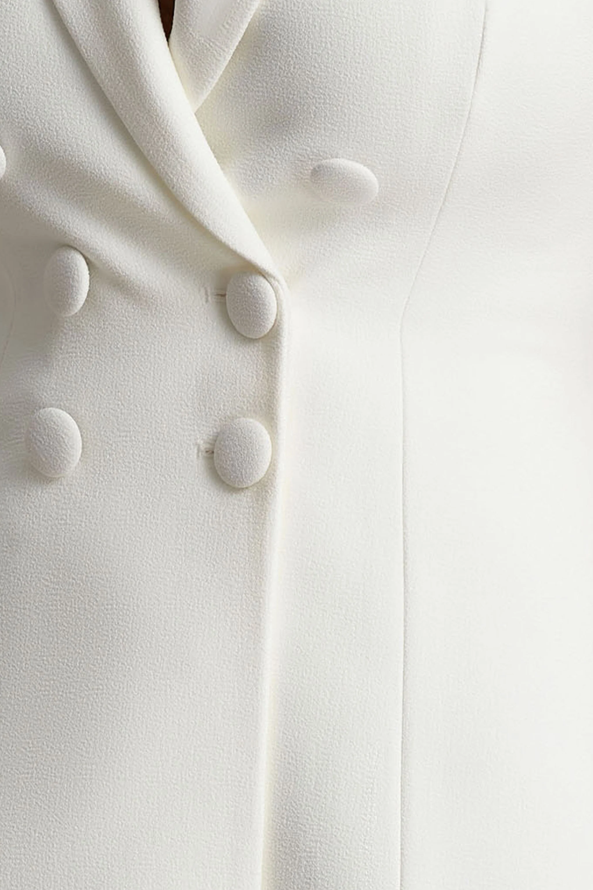 Etta | White Plunge-Neck Short Sleeved Blazer Mini Dress