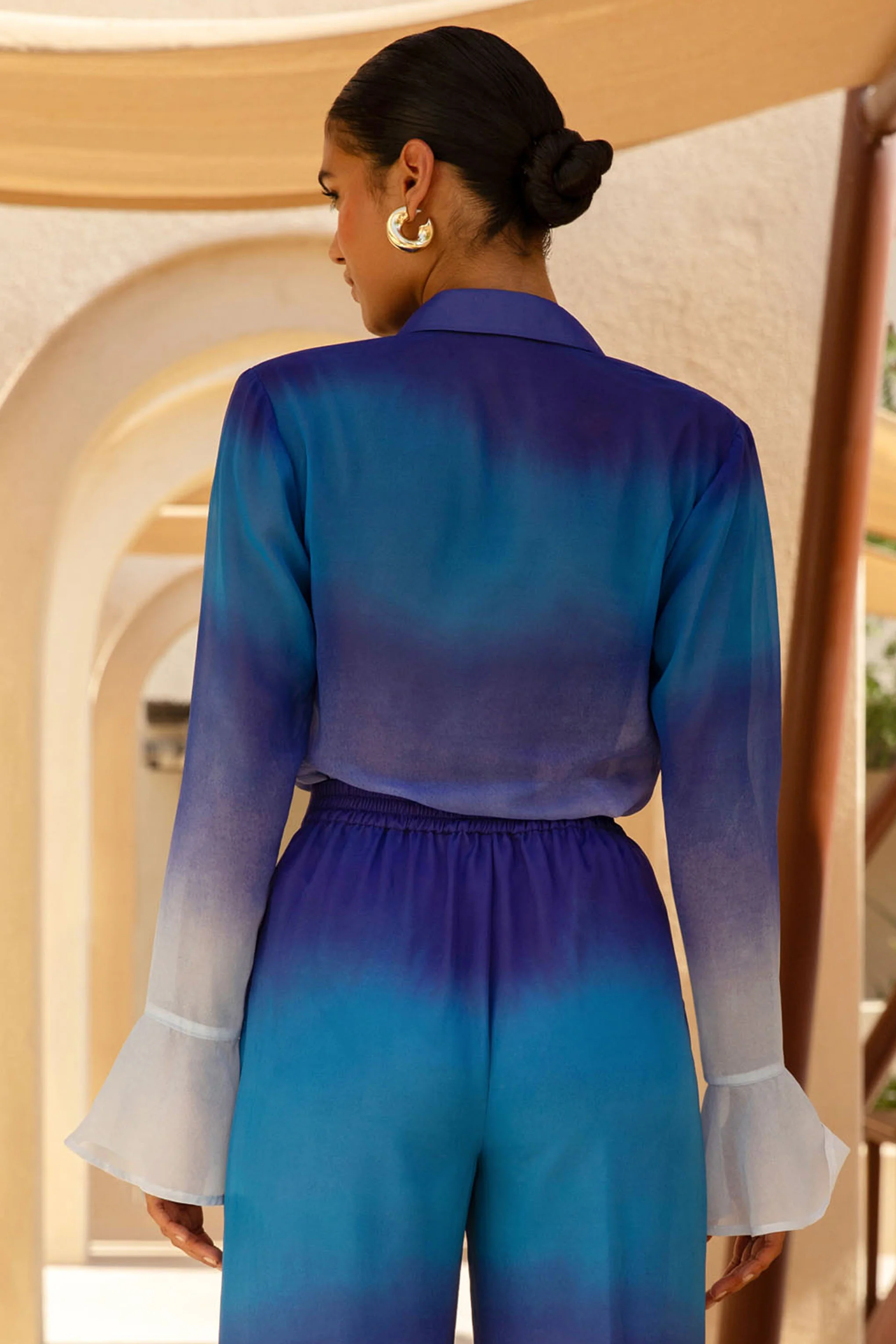 Tahiti | Blue Ombre Flared-Sleeve Shirt