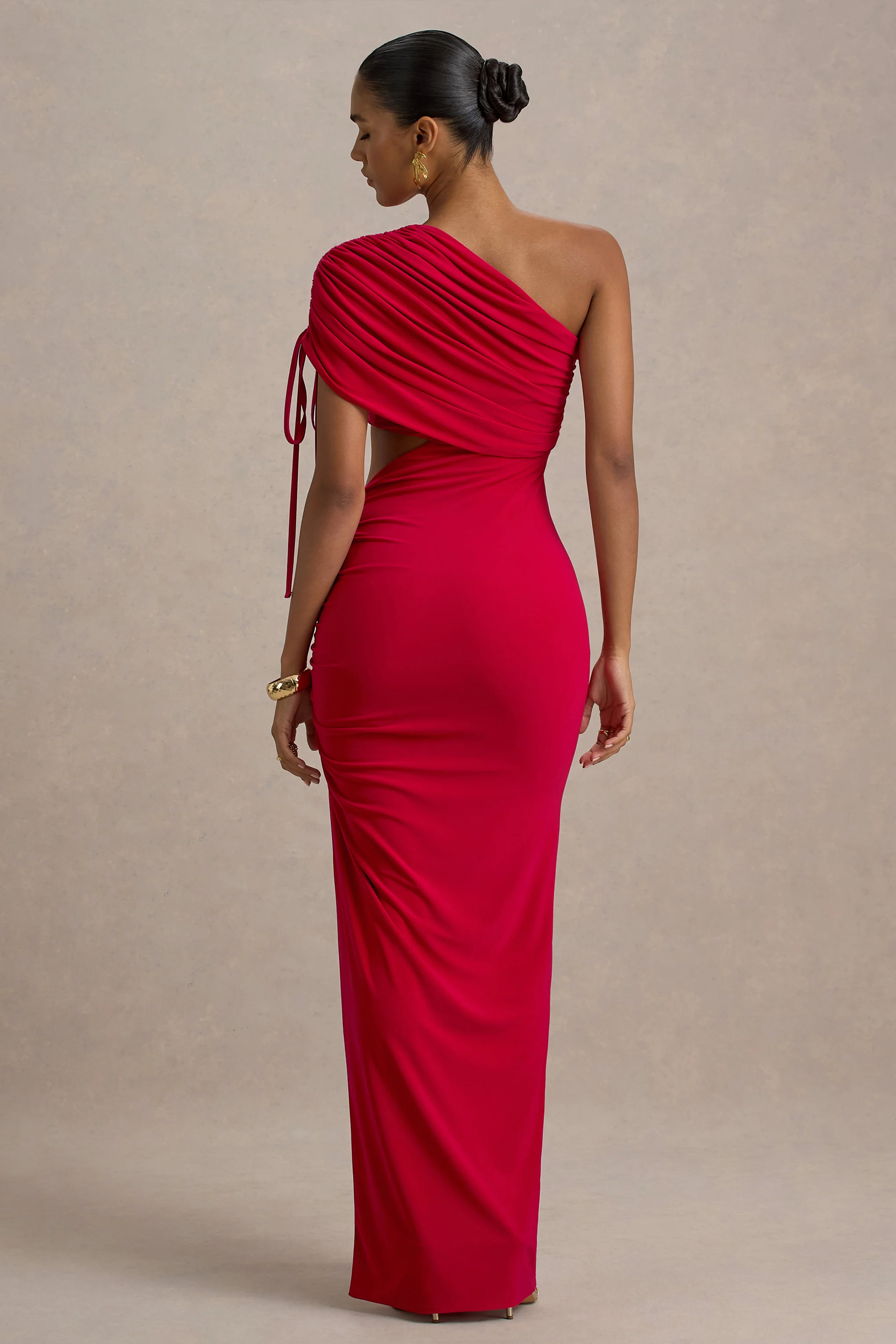 Trance | Red Asymmetric Maxi Dress With Split