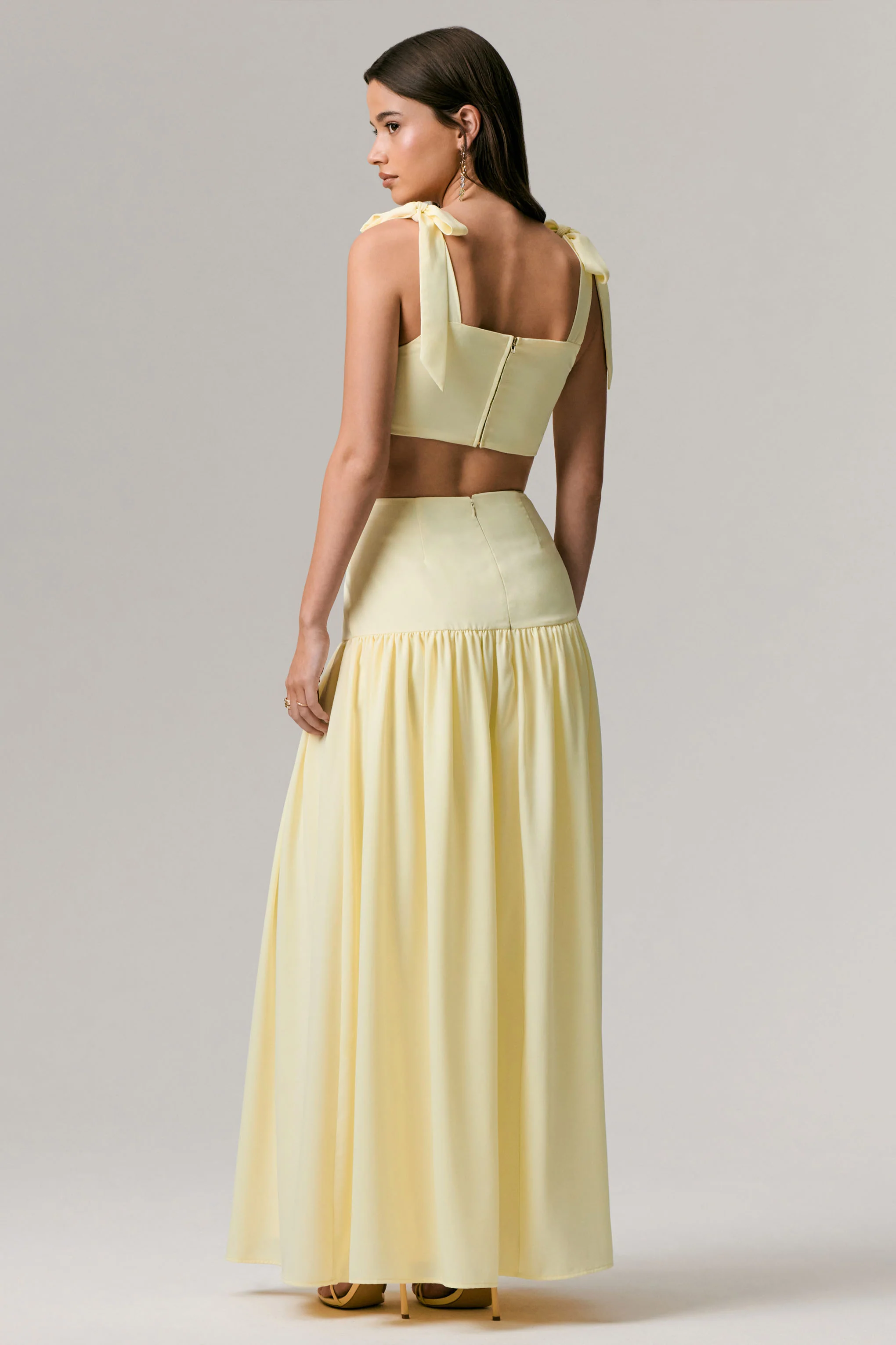 Reminiscent | Lemon Ruched Maxi Skirt