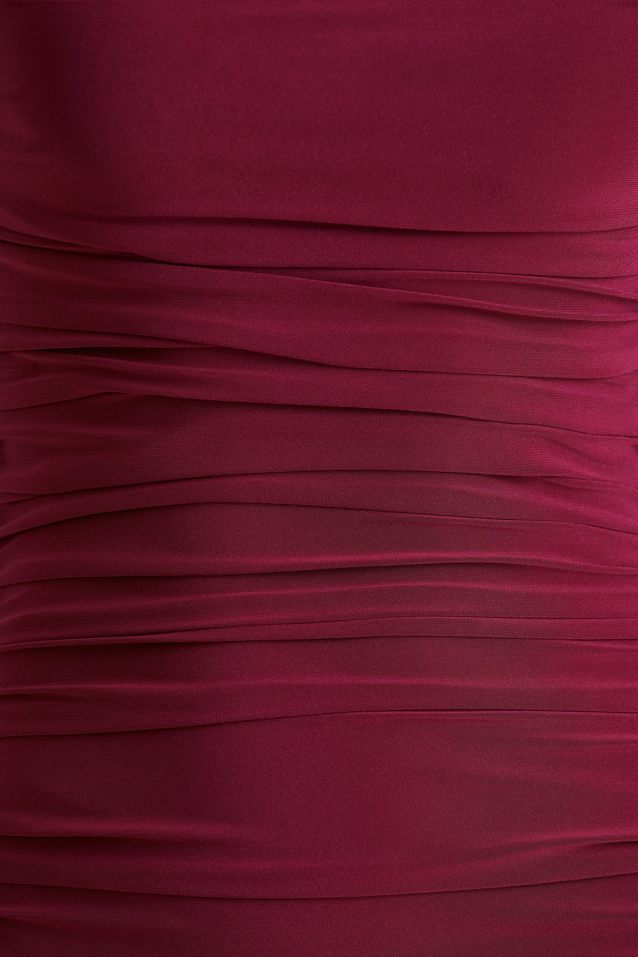 Aniyah | Burgundy High-Neck Maxi Dress With Ruched Detailing