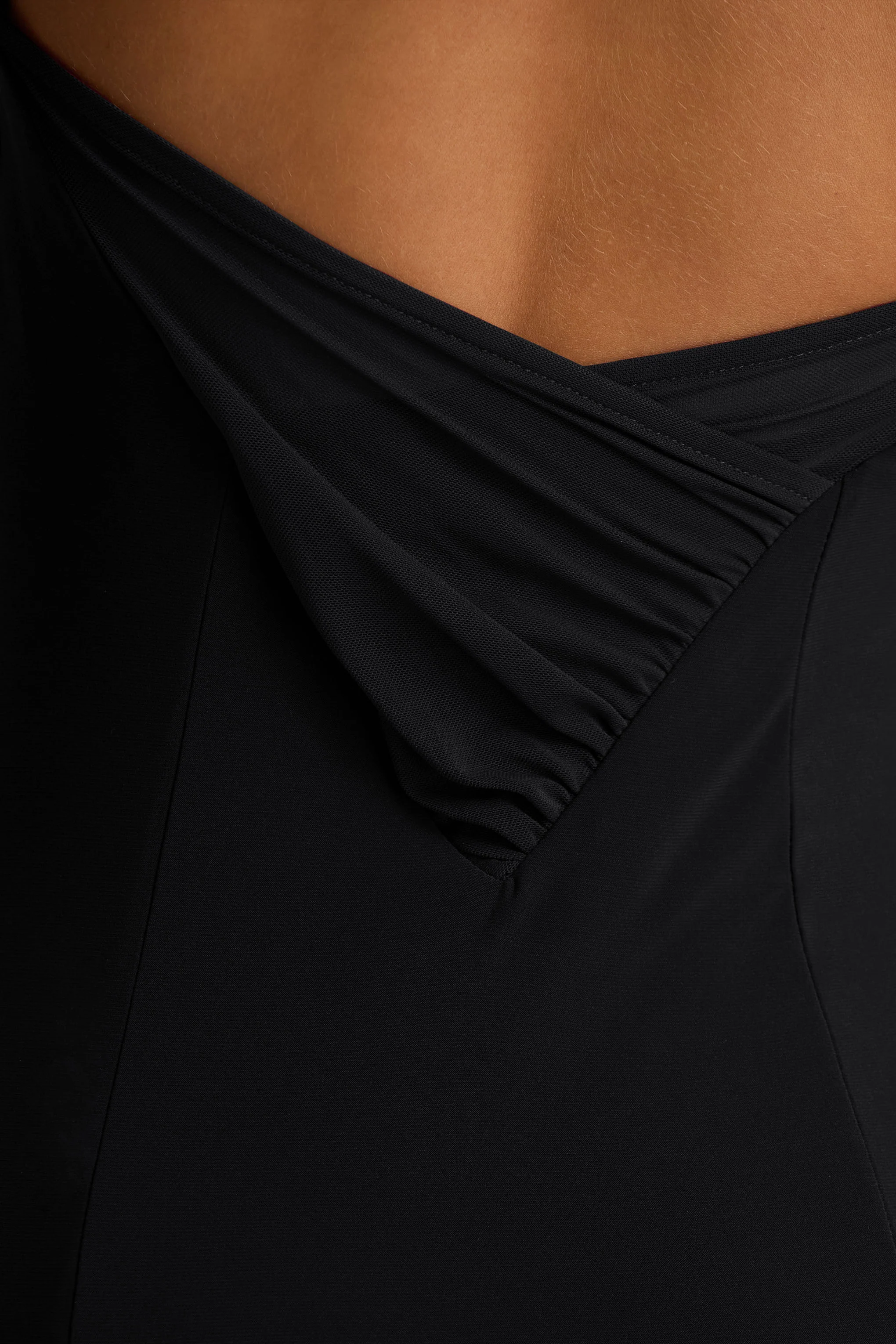 Gabbie | Black Cowl-Neck Maxi Dress With Mesh Back Detail