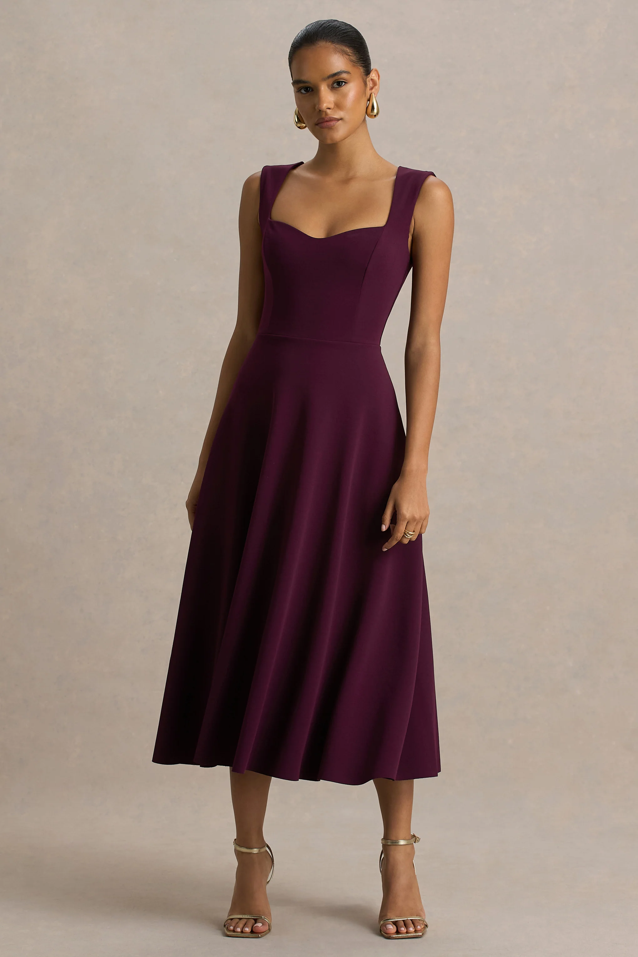 Andromeda | Burgundy Sweetheart Midi Dress