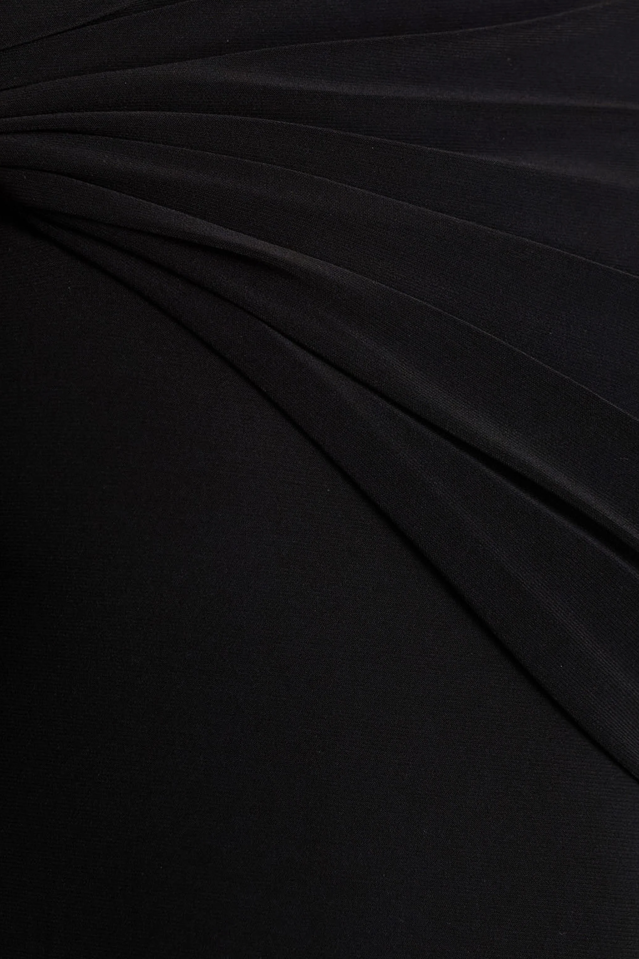 Alexia | Black Asymmetric-Neck Maxi Dress With Embellishment And Ruched Detailing