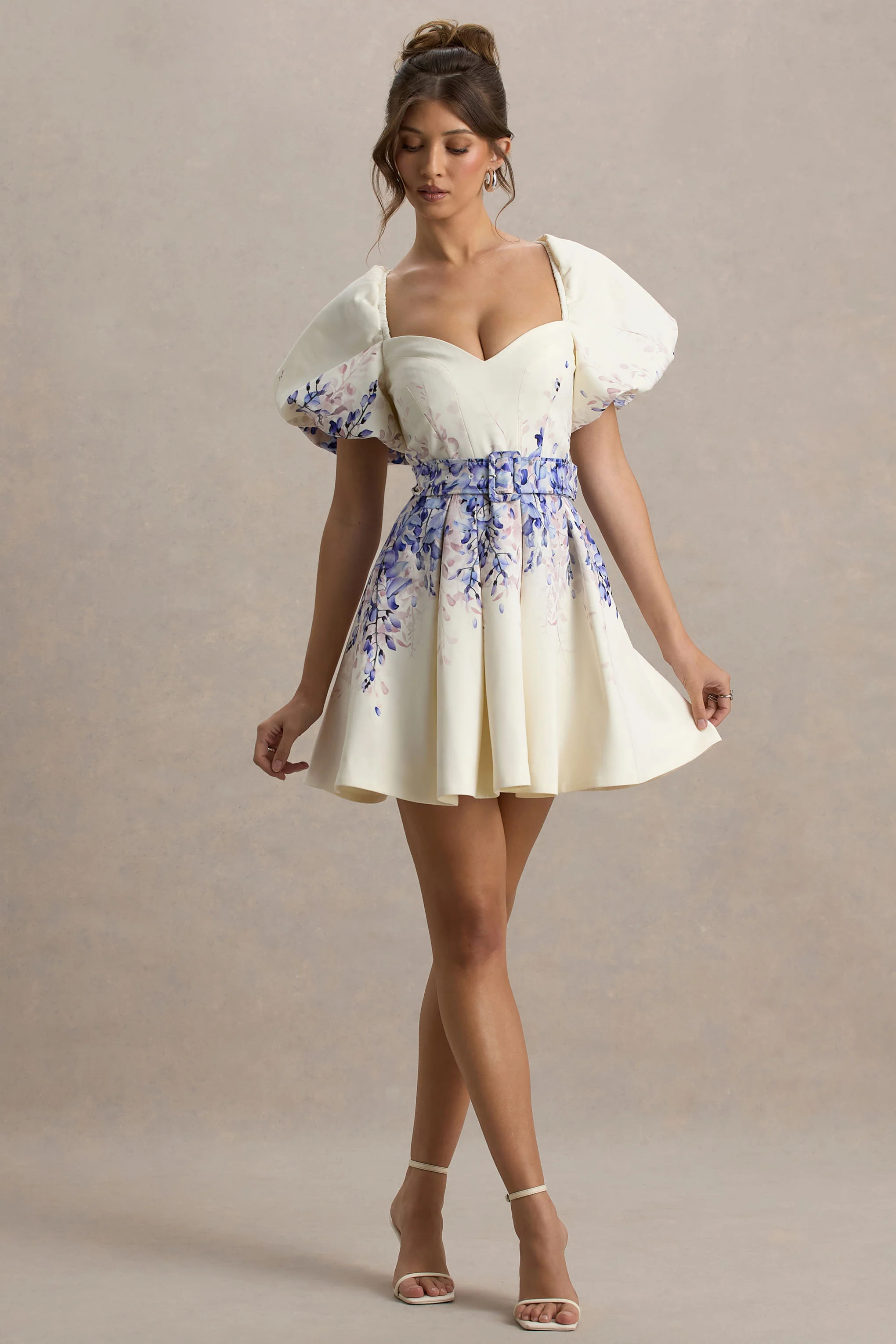 Tapia | Wisteria Print Linen Belted Mini Dress