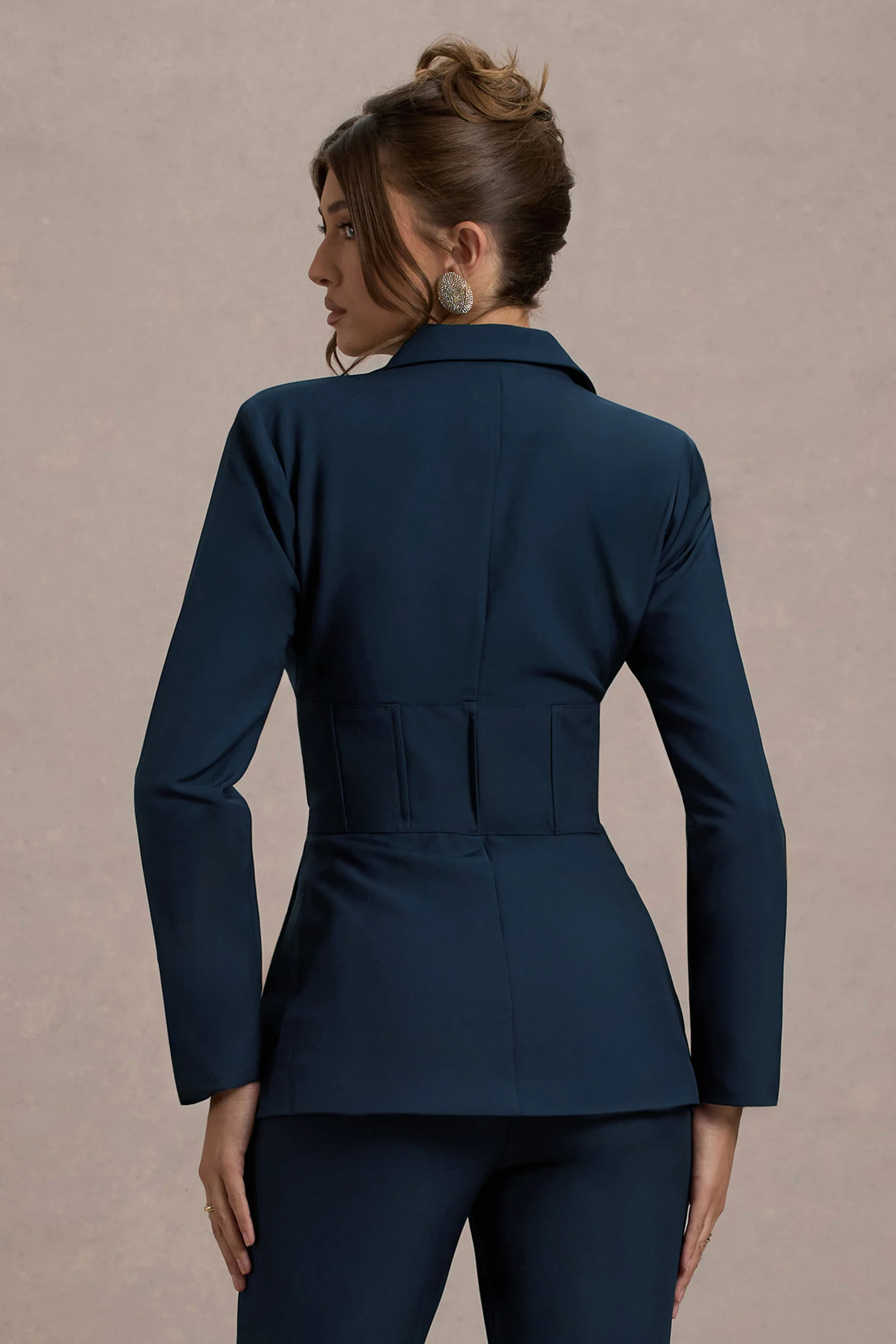 Unbeaten | Navy Fitted Corset Blazer Jacket