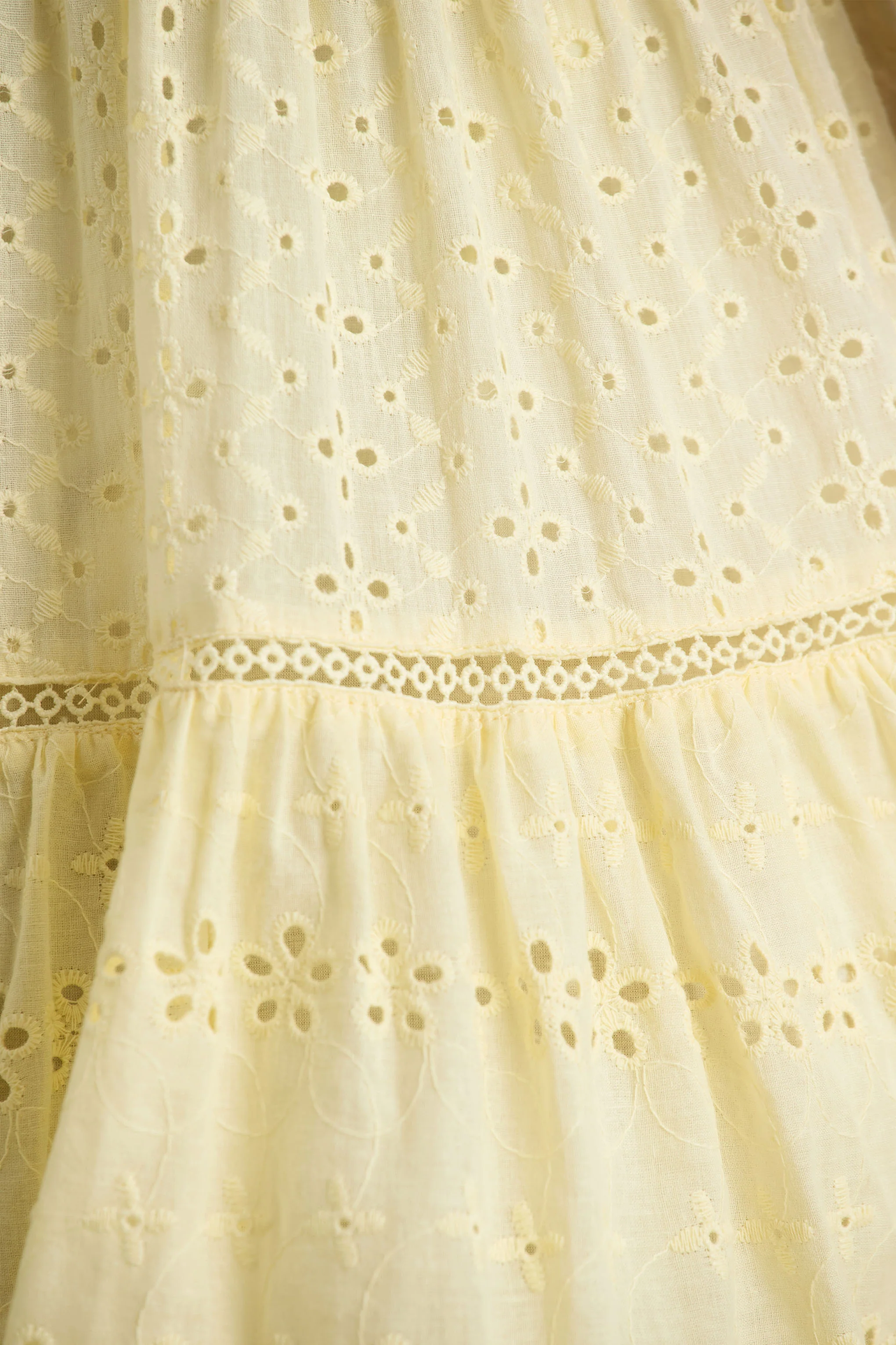 Corrina | Lemon Broderie Plunge-Neck Mini Dress